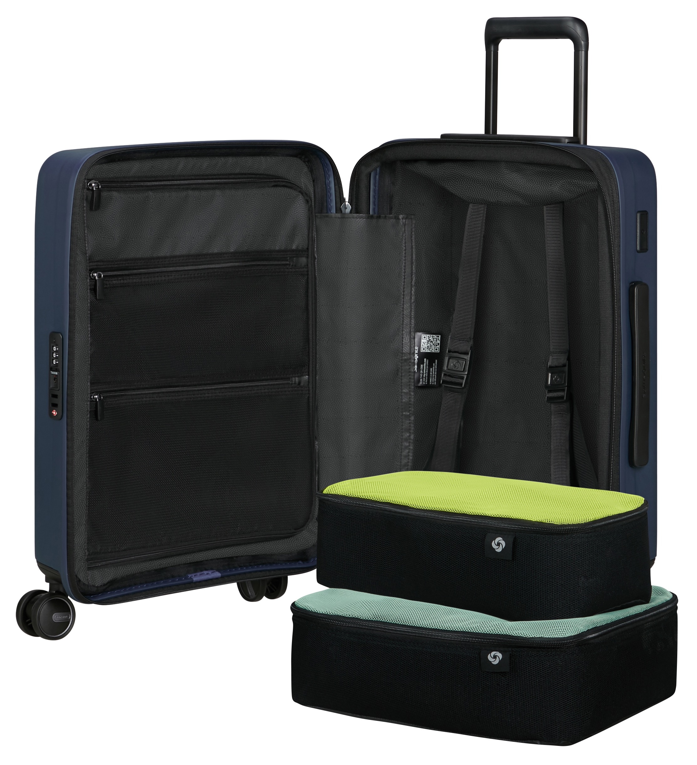 Samsonite Hartschalen-Trolley »RESTACKD 55 inkl. 2 Packtaschen«, 4 St. Rollen, Handgepäckkoffer mit TSA Schloss Volumenerweiterung