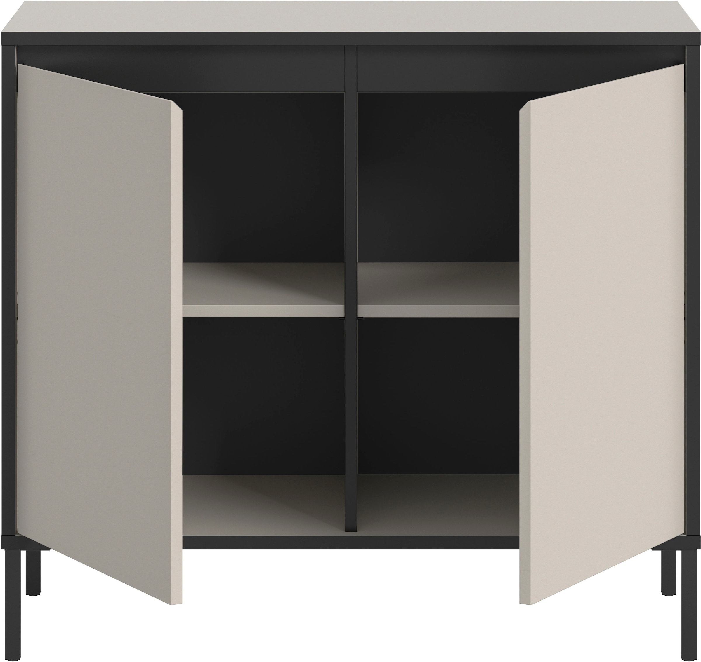 INOSIGN Kommode »NORT, Höhe: 92 cm, mit Metall Stabfuß, 2 Türen, 2 Einlegeböden« Anrichte, Sideboard, Schrank, Board, Highboard