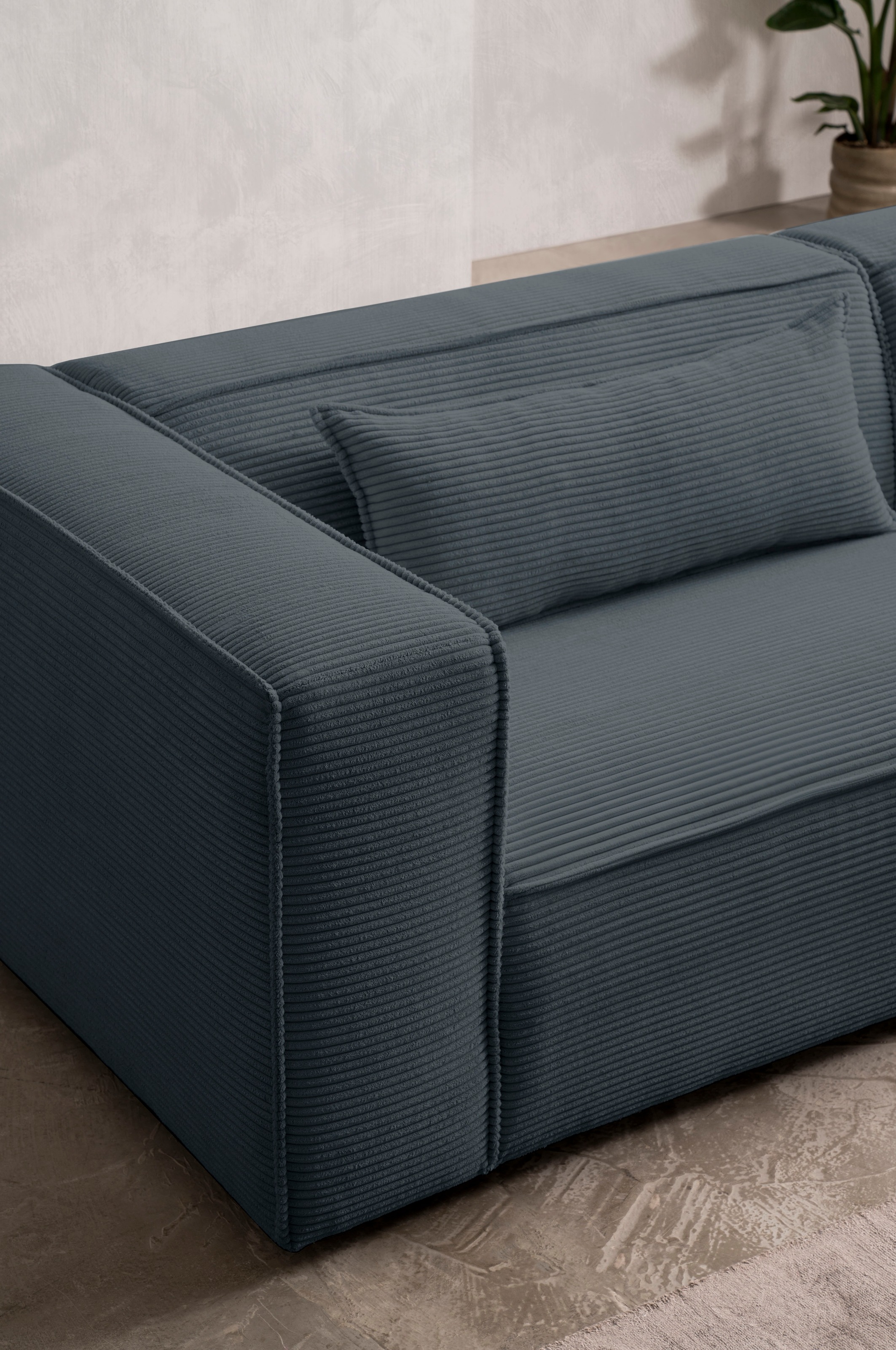 LeGer Home by Lena Gercke 3-Sitzer »PIARA, Couch mit Kedernaht, Sofa in Cord, Leinenoptik o. Strukturstoff«, schwarze Füße, bequemer Sitzkomfort