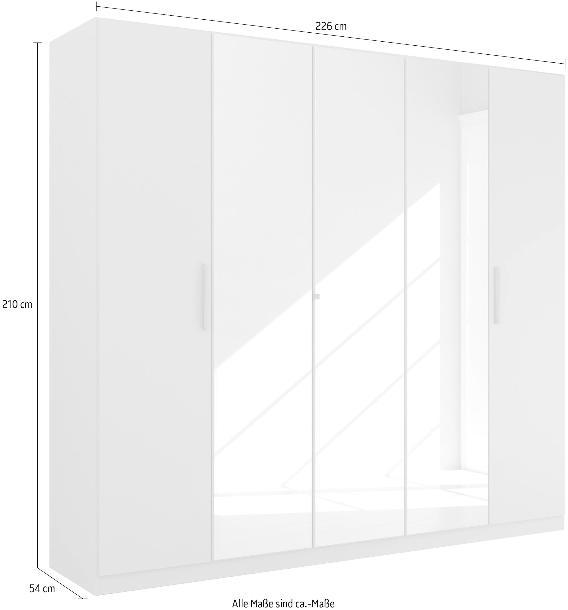 rauch Kleiderschrank »Skandi by Quadra Spin Schlafzimmerschrank«, im Landhaus-Stil mit Massivholzgriffen, vollflächige SpiegeltÜren