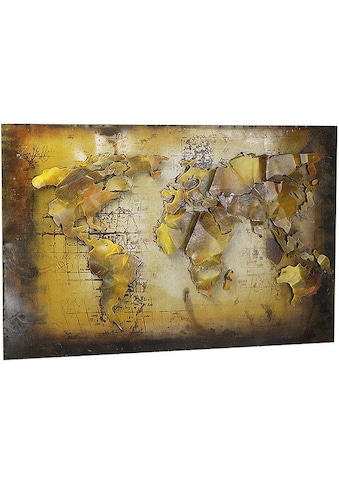 Metallbild »3D WELTKARTE«, Weltkarte