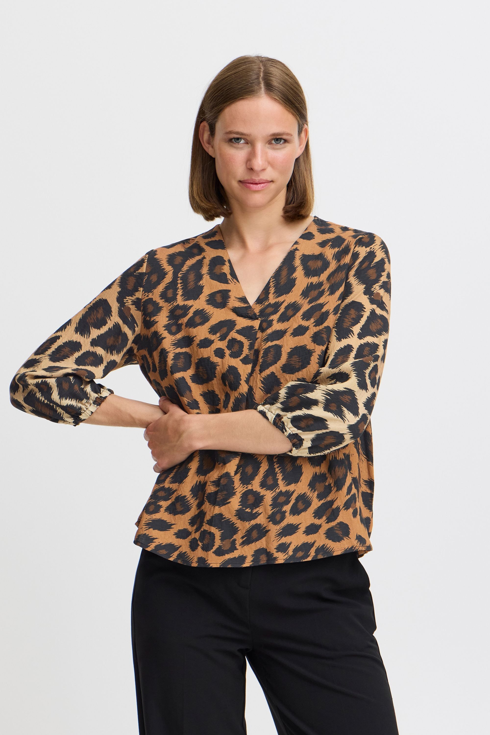 b.young Tunika »Kurzarmbluse BYHINVA LEOPARD BLOUSE -«