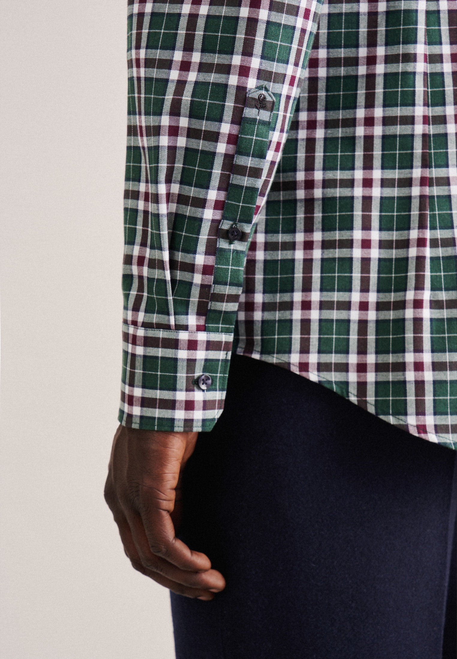 seidensticker Flanellhemd »Slim«, Slim Langarm Button-Down-Kragen Karo