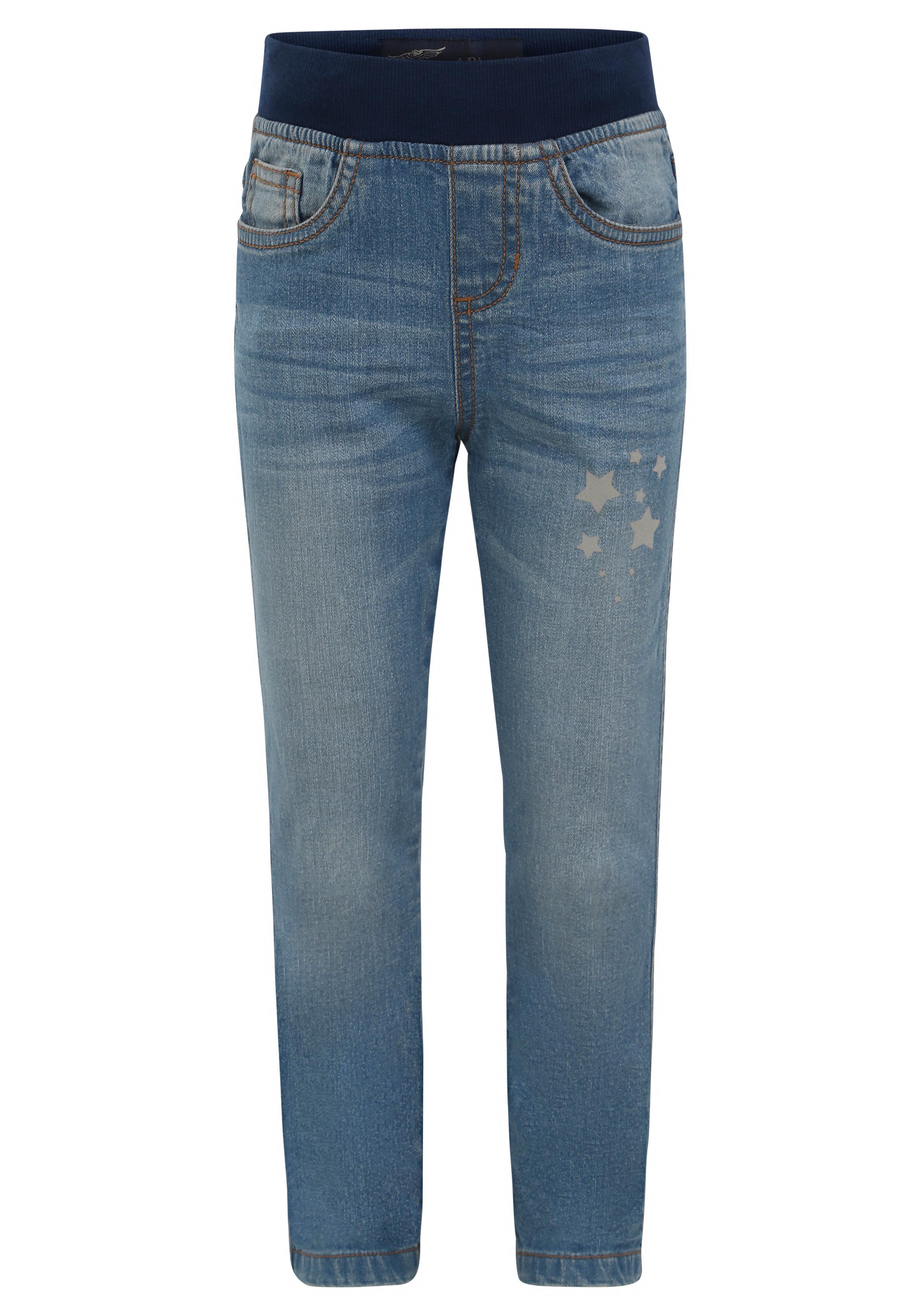 Arizona Schlupfjeans, mit Rippenbund und reflektierendem Sternendruck