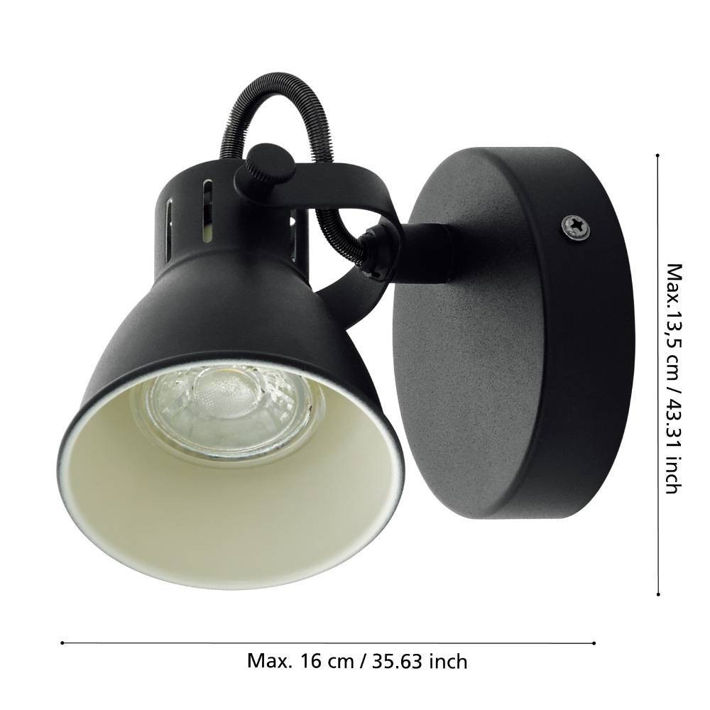 EGLO LED Wandleuchte »SERAS Wandlampe, Deckenstrahler, Spot, Flurlampe, schwarz, weiß«, 1 flammig, Leuchtmittel LED-Board-GU10 | LED wechselbar, Wohnzimmerlampe, Esszimmerlampe, schwenkbarer Spot, GU10, 17x10cm