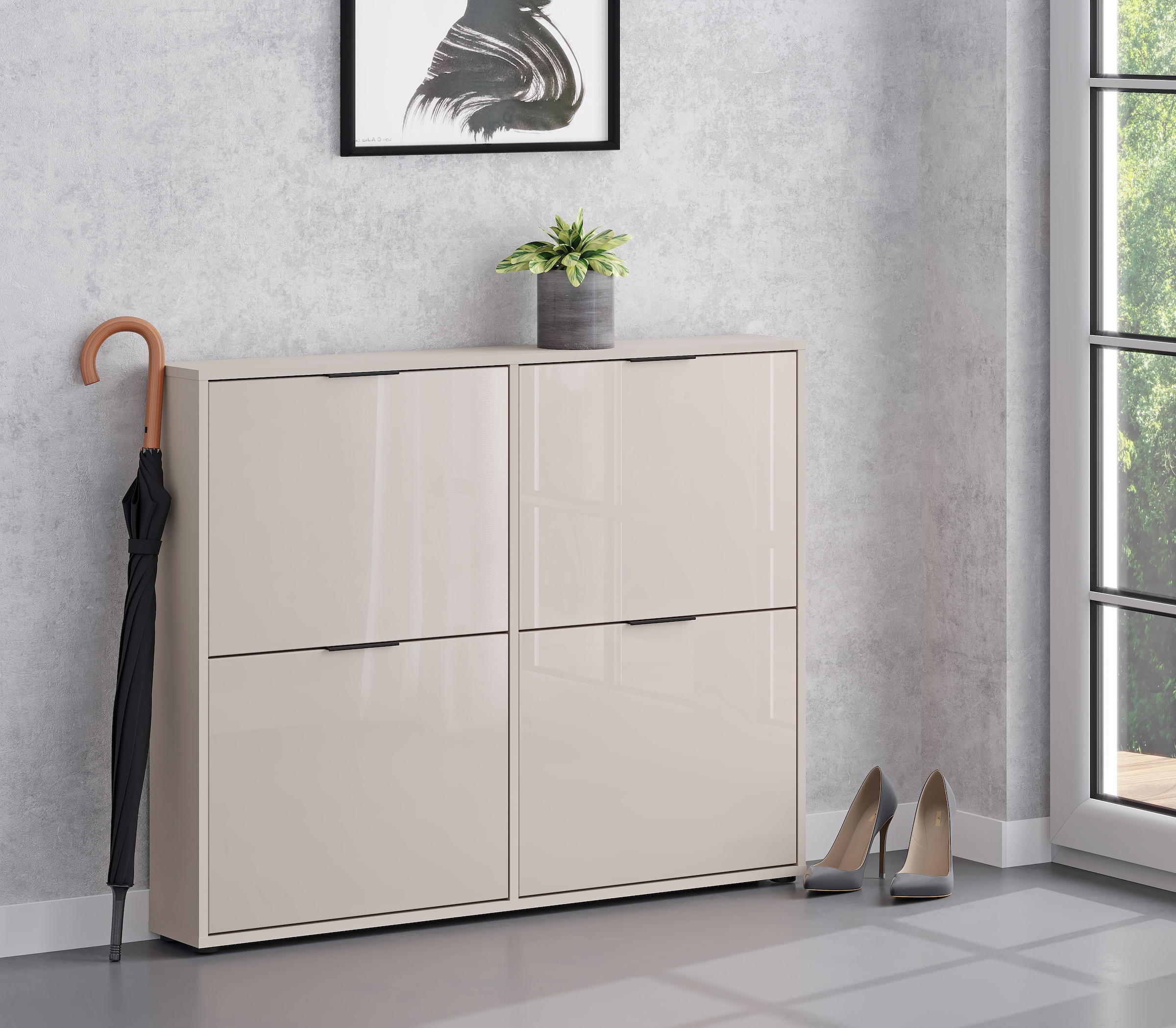 HBZ Schuhkipper »Jana Schuhkipper, Glasfronten, Metallgriffe« 1 Stk. tlg. Breite 118cm, Glasfront, Metallgriffe