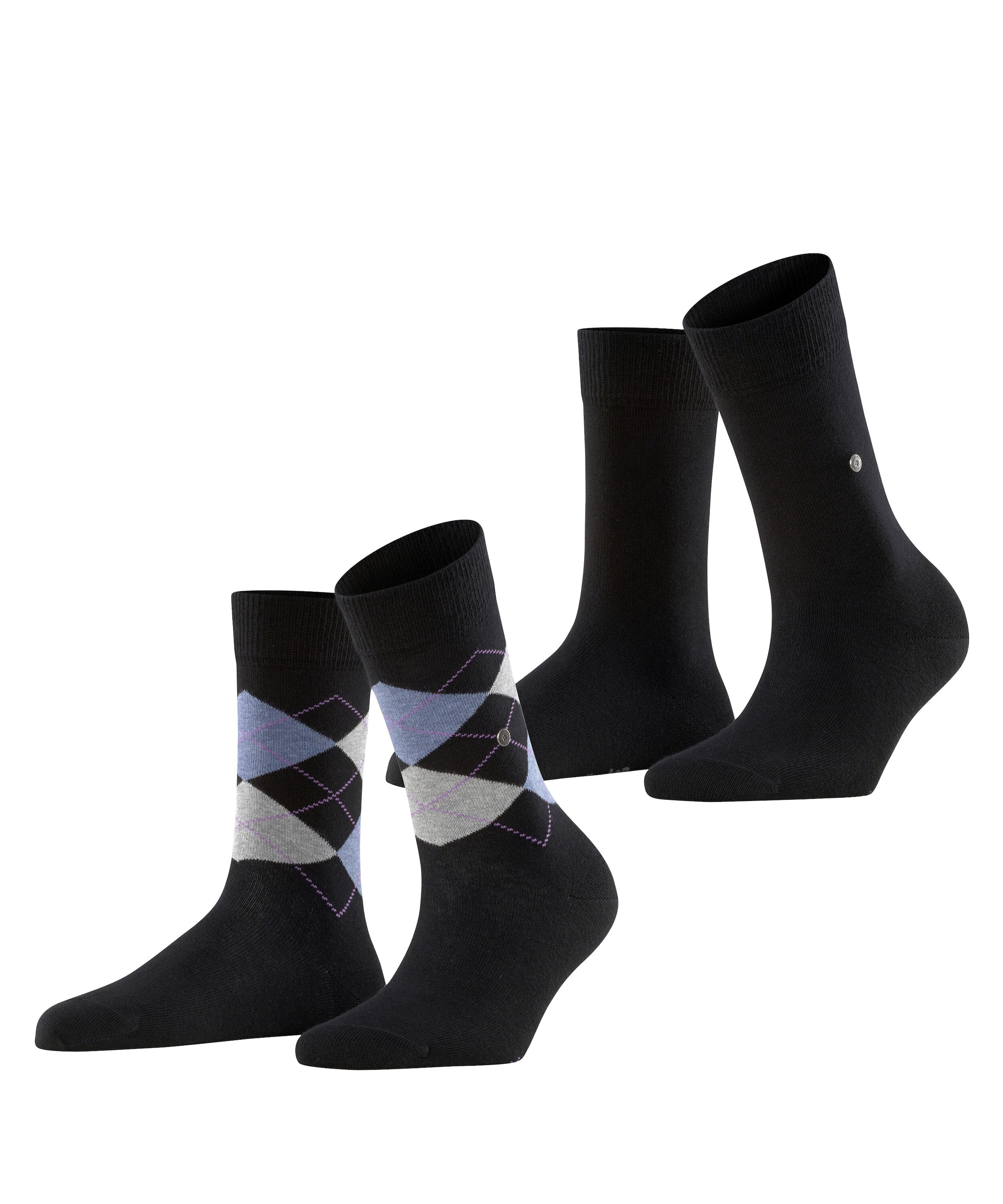Burlington Socken »Everyday Mix« 2 Paar,  Einheitsgröße 36-41, unifarben und Argyle-Muster
