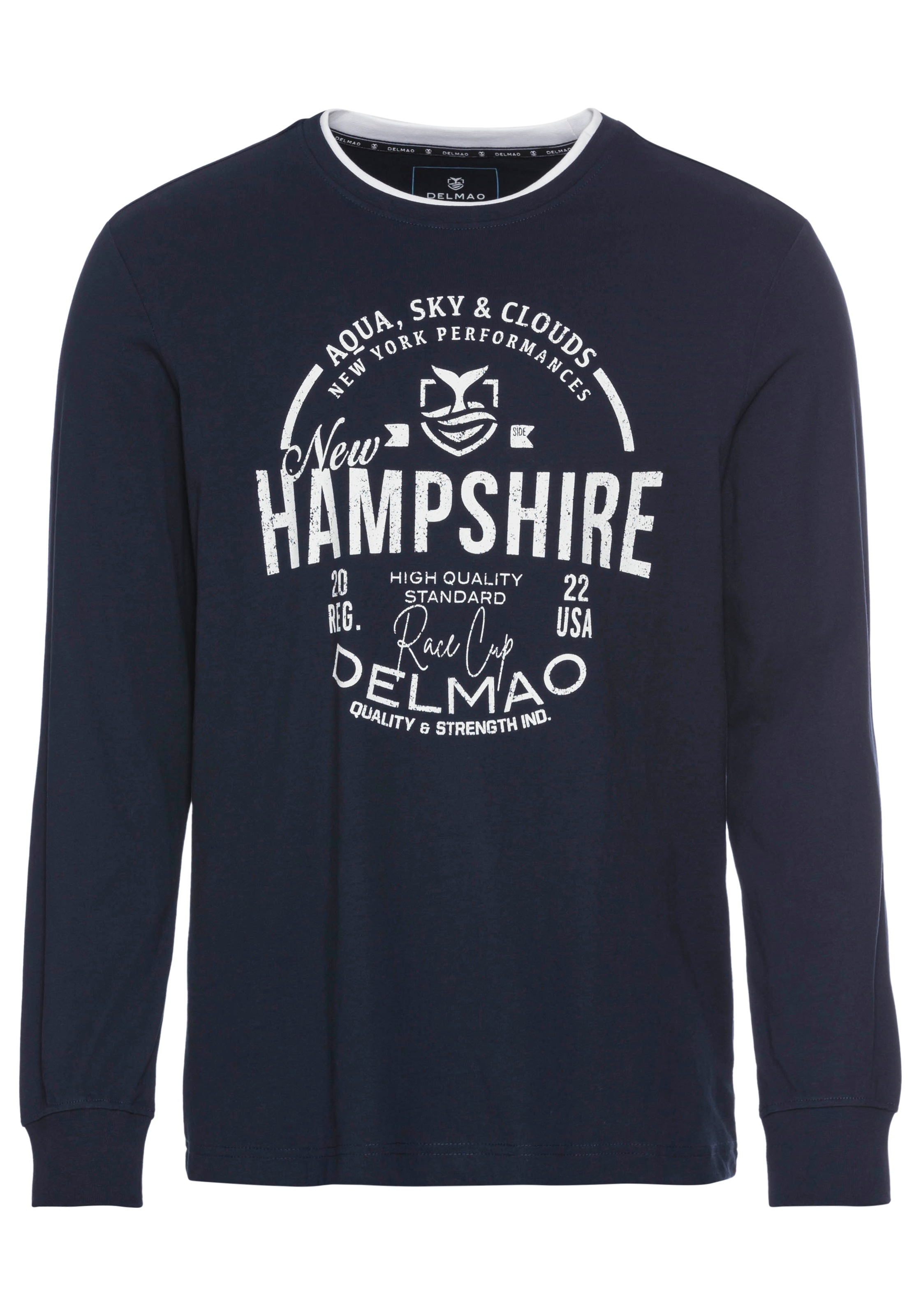DELMAO Langarmshirt, mit modernem Print - NEUE KOLLEKTION