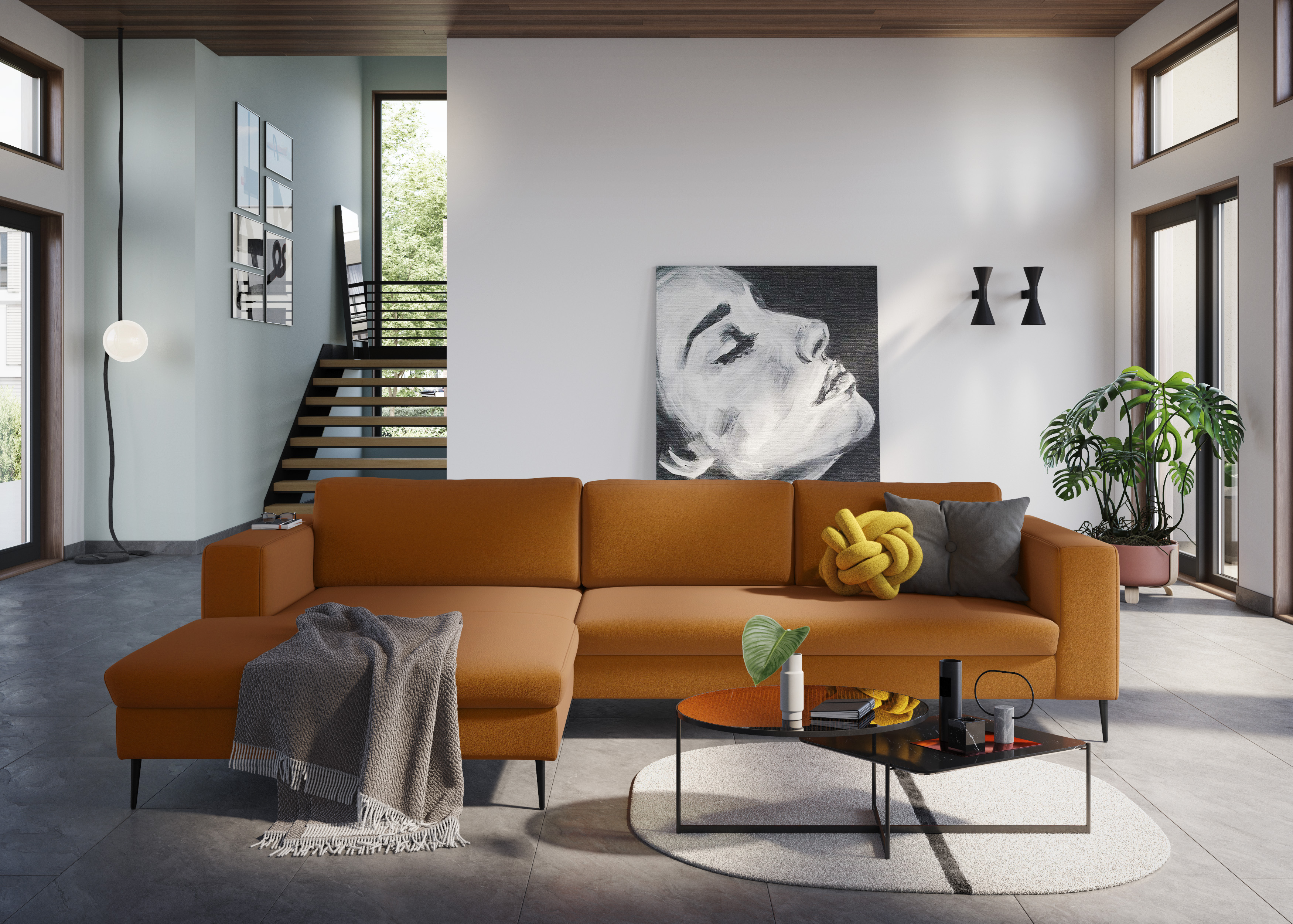 DOMO collection Ecksofa "Modica, zeitlos und elegant, L-Form" Auch in Cord, Fußhöhe passend für gängige Saugroboter