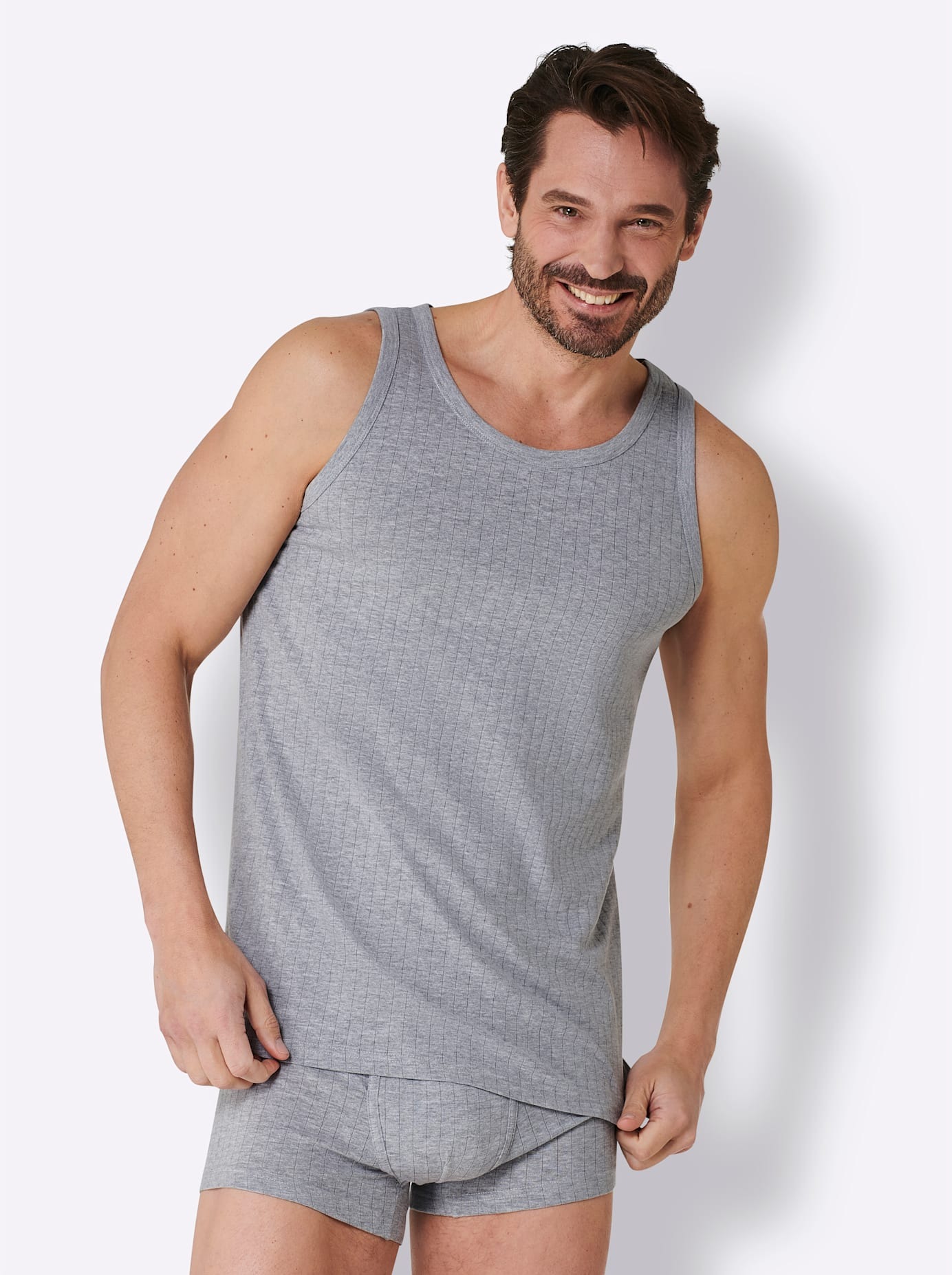 HerrenAchselhemd2Stk.tlg. in grau, Größe 6