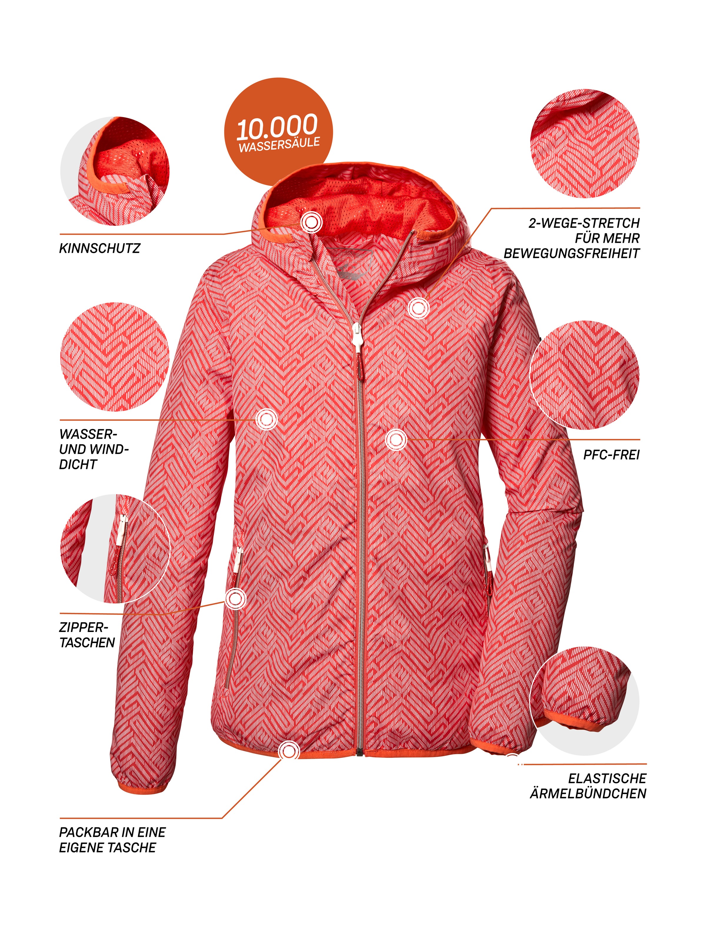 Killtec Outdoorjacke »KOS 69 WMN JCKT«, Leichte, wasserdichte Damenjacke mit All Over-Print und Stretch.
