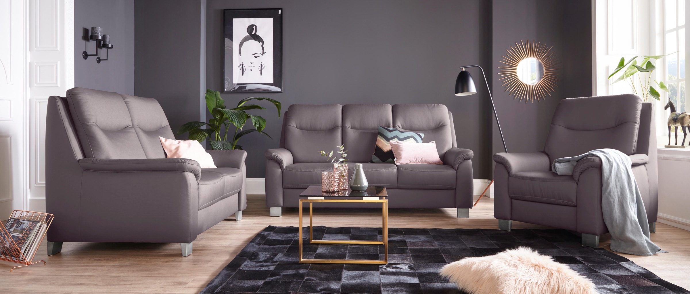 sit&more 2-Sitzer »Boccaccio«, inklusive Federkern und Kopfteilverstellung
