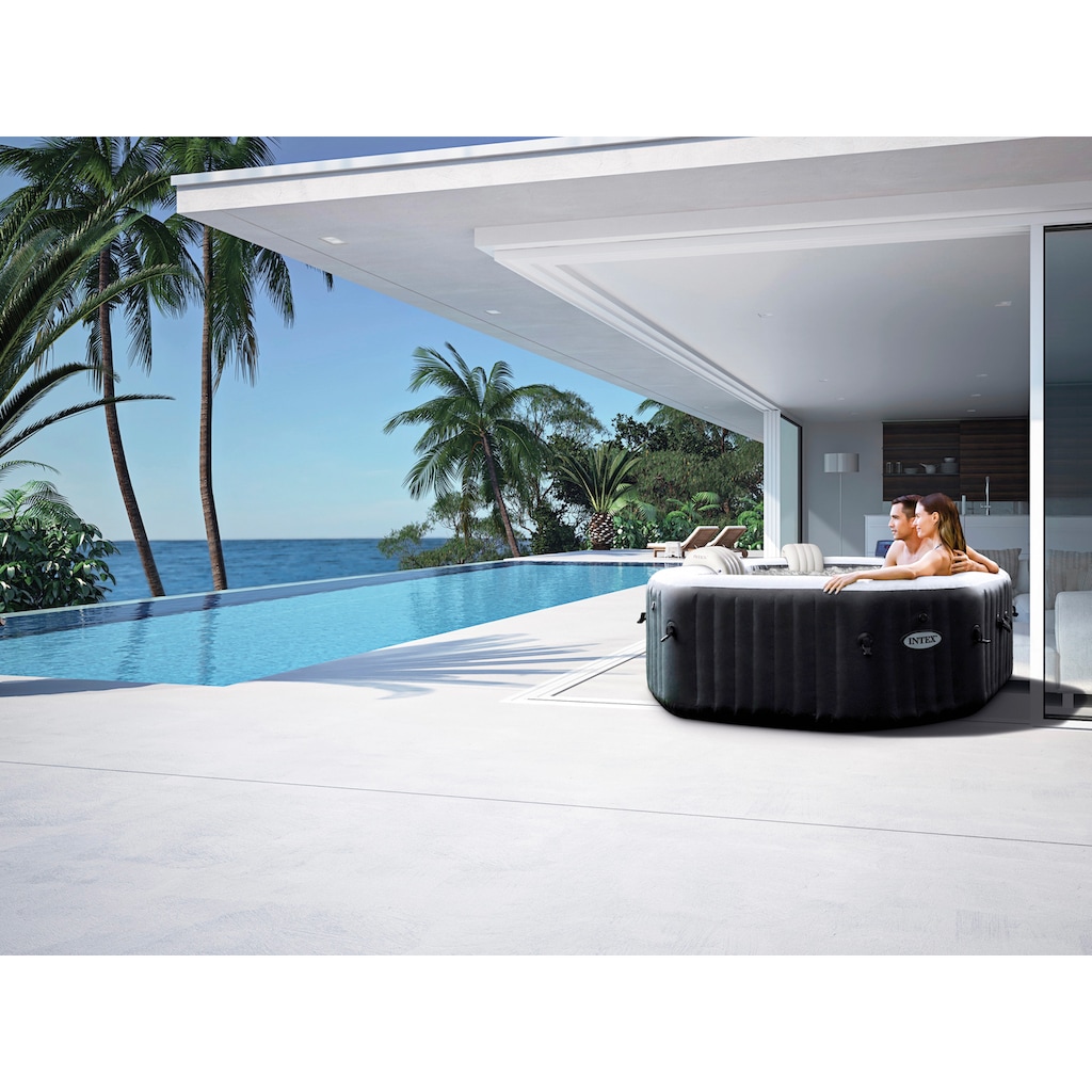 Intex Whirlpool »PureSPA "Jet + Bubble Deluxe" octagon, onyx black«, (Set)