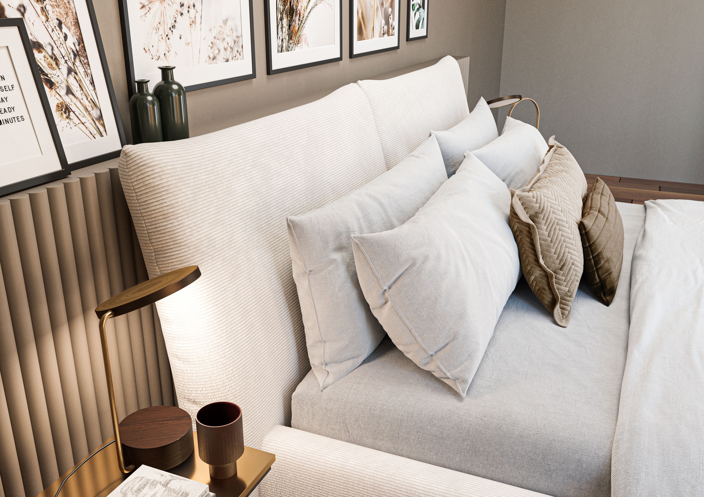 PLACES OF STYLE Polsterbett »Priora in 4 Breiten bis 200cm« auch in NaturLEDER, Cord, belastbar bis 280kg, auch Überlänge 220 cm