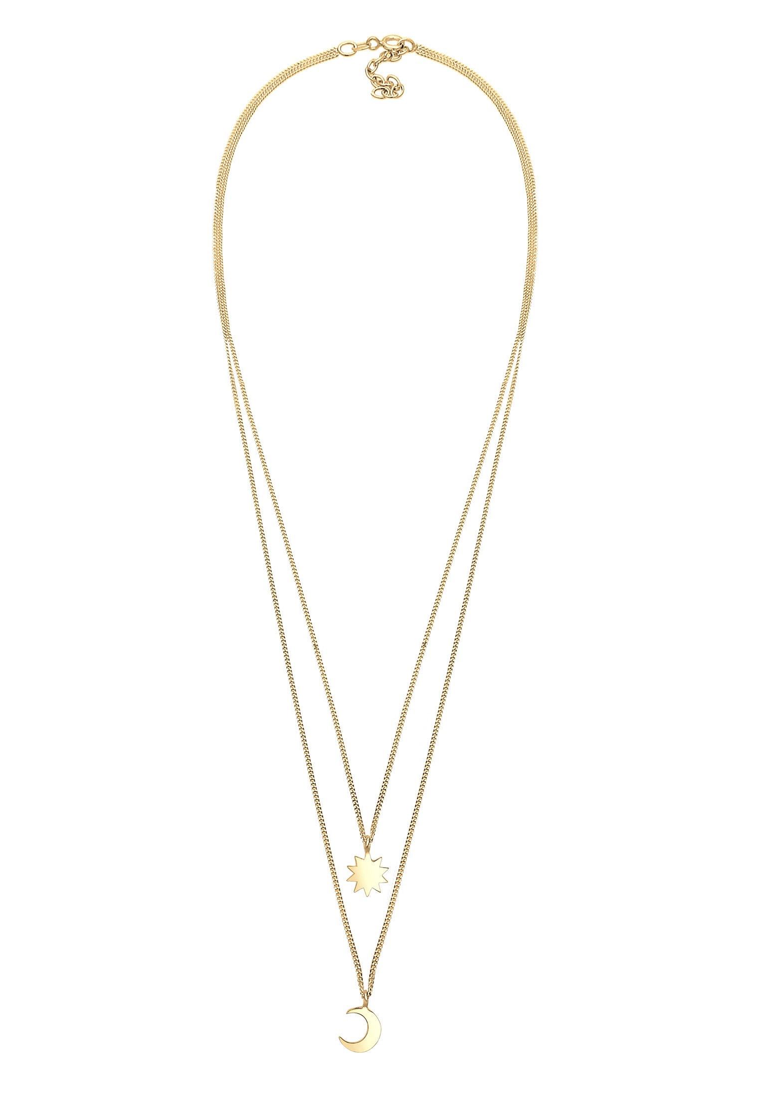 Elli Silberkette »Halskette Layer Halbmond Sonne 925 Sterling Silber vergoldet«