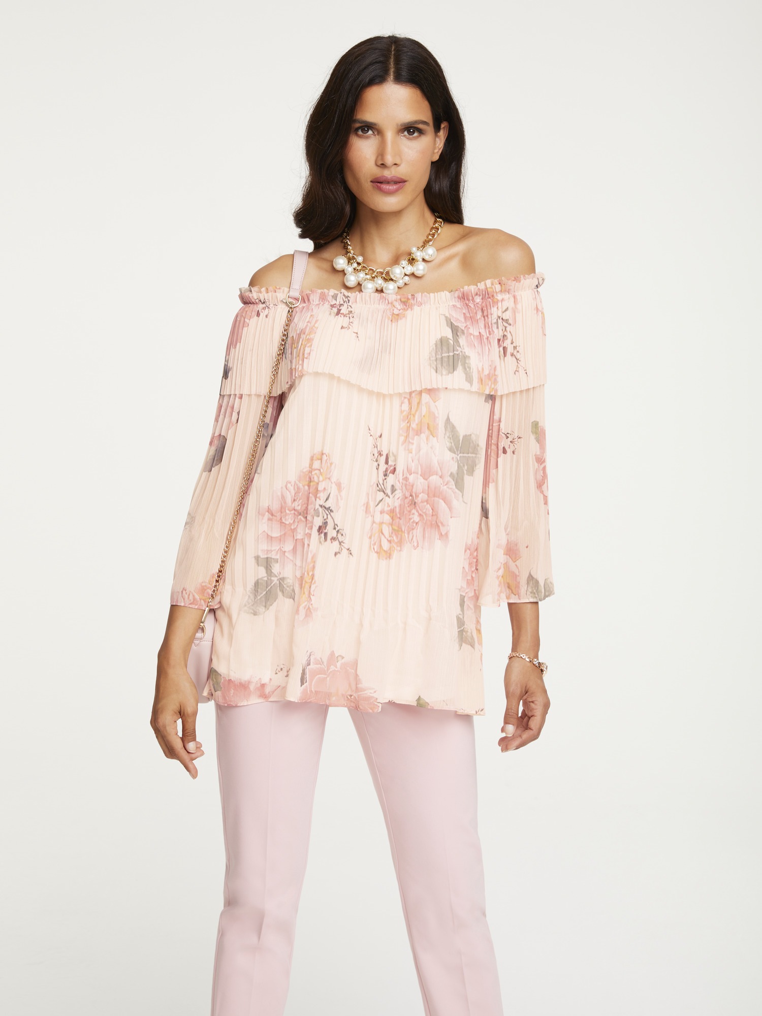 ASHLEY BROOKE by Heine Carmenbluse, mit Plisseefalten