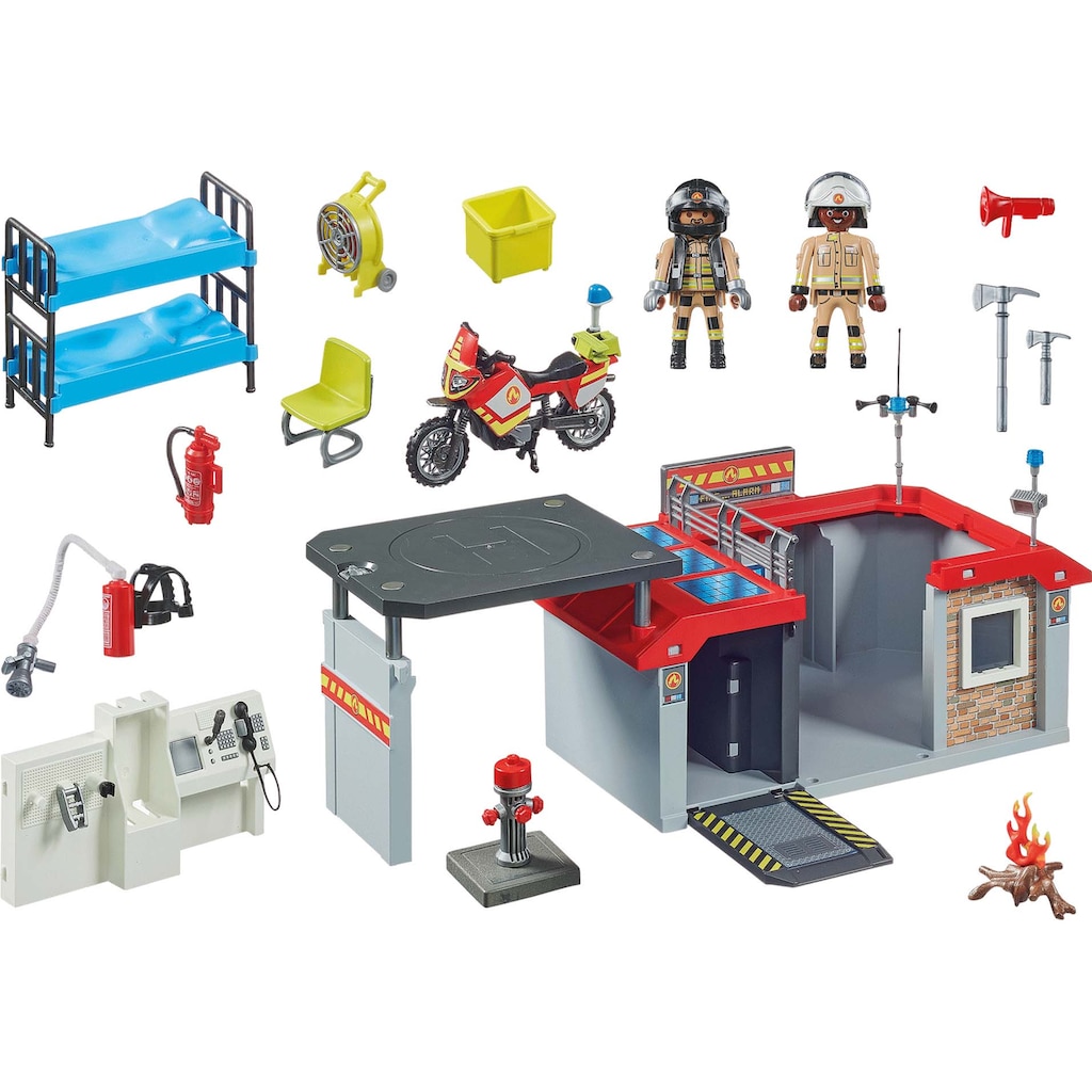 Playmobil® Konstruktions-Spielset »Feuerwehrstation (71193), City Action«, (61 St.)