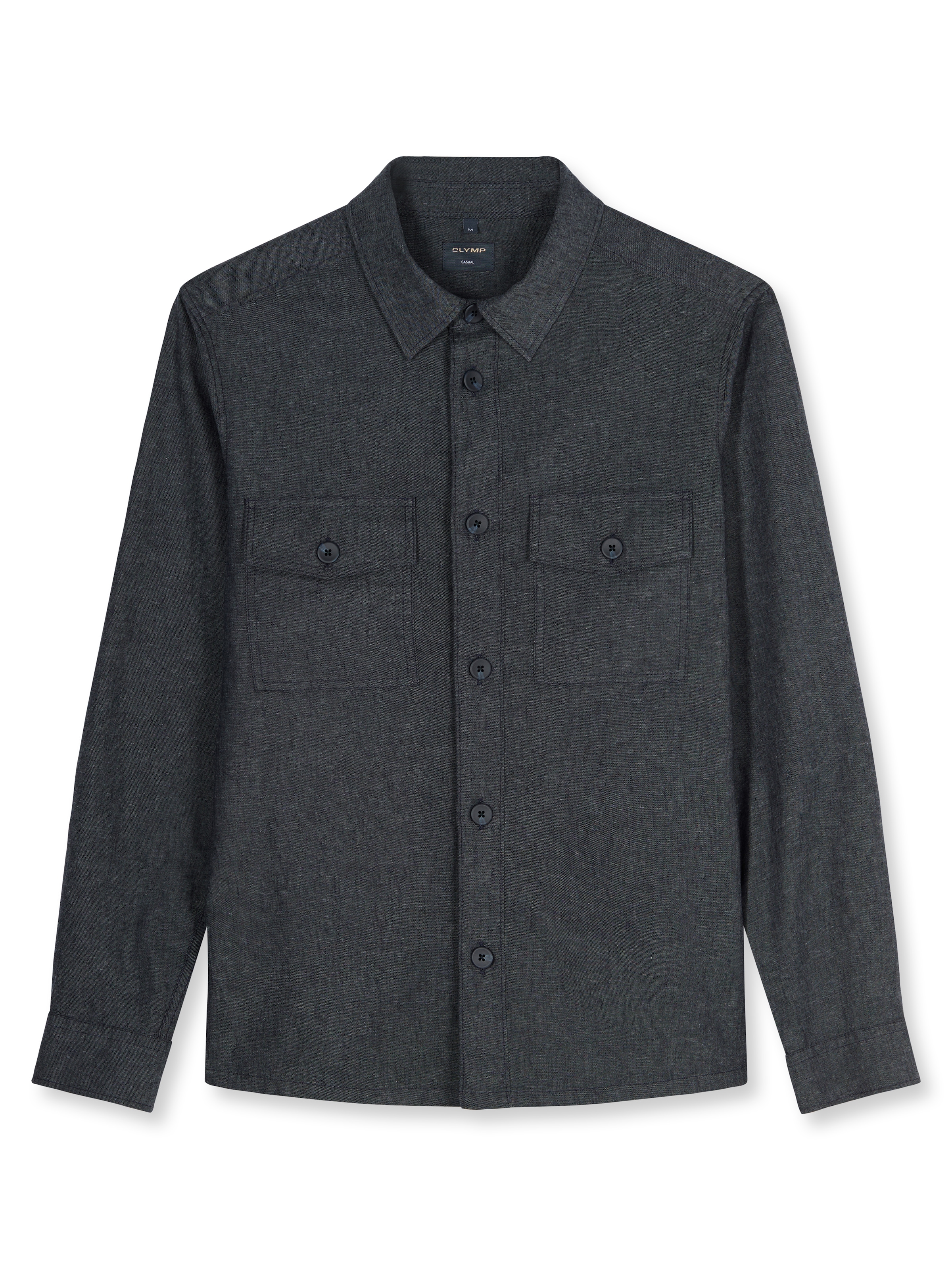OLYMP Hemdjacke Overshirt, Leinen, Modern Fit, Kentkragen