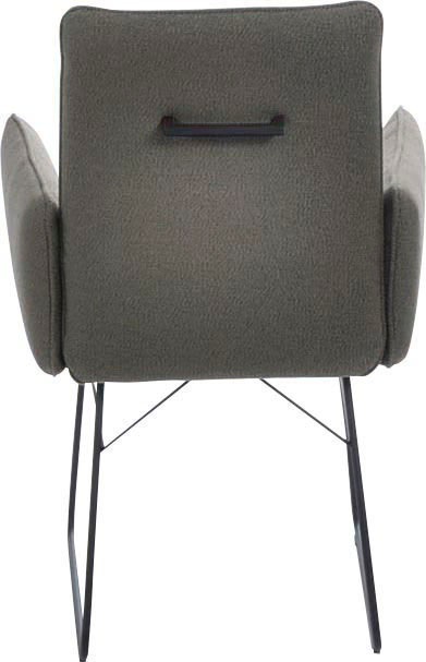 K+W Komfort & Wohnen Armlehnstuhl, 1 St., Flachgewebe Q2 2250, Drahtkufengestell in Metall schwarz, Griff am Rücken, Steppung im Sitz