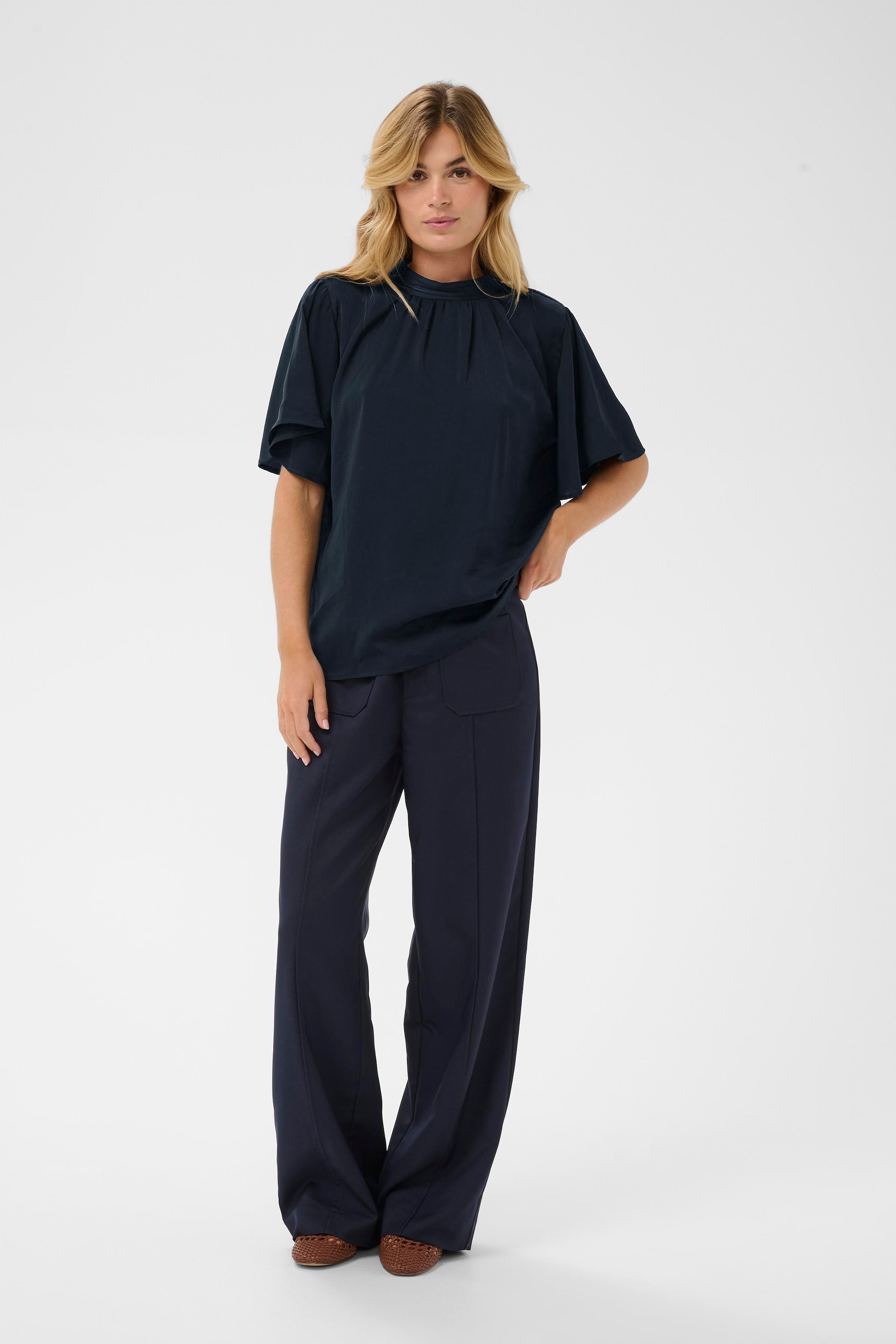 Saint Tropez Kurzarmbluse »AileenSZ Flared Blouse« Kunstfaser, Regular fit