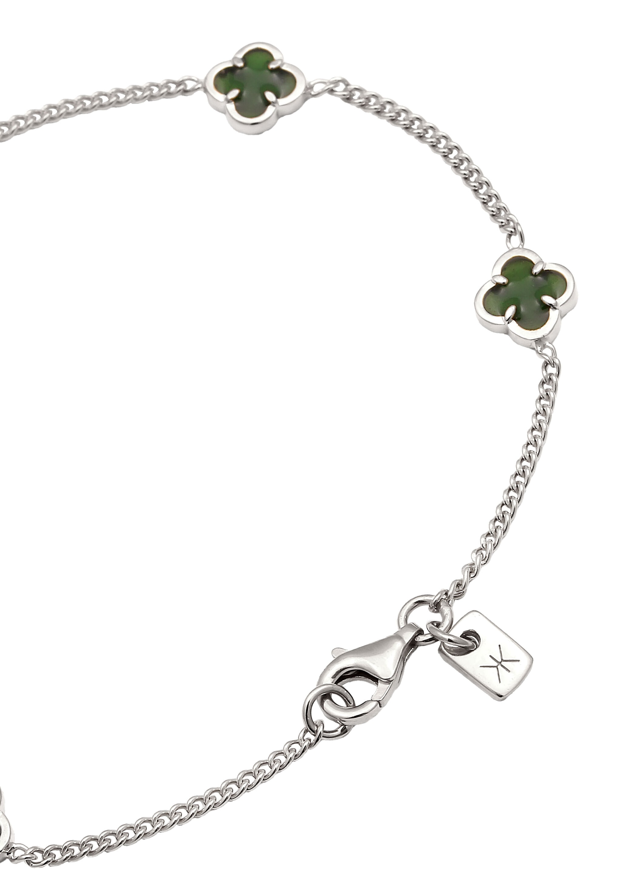 Kuzzoi Armkette »Armband Kleeblatt Emaille 925 Sterling Silber vergoldet«