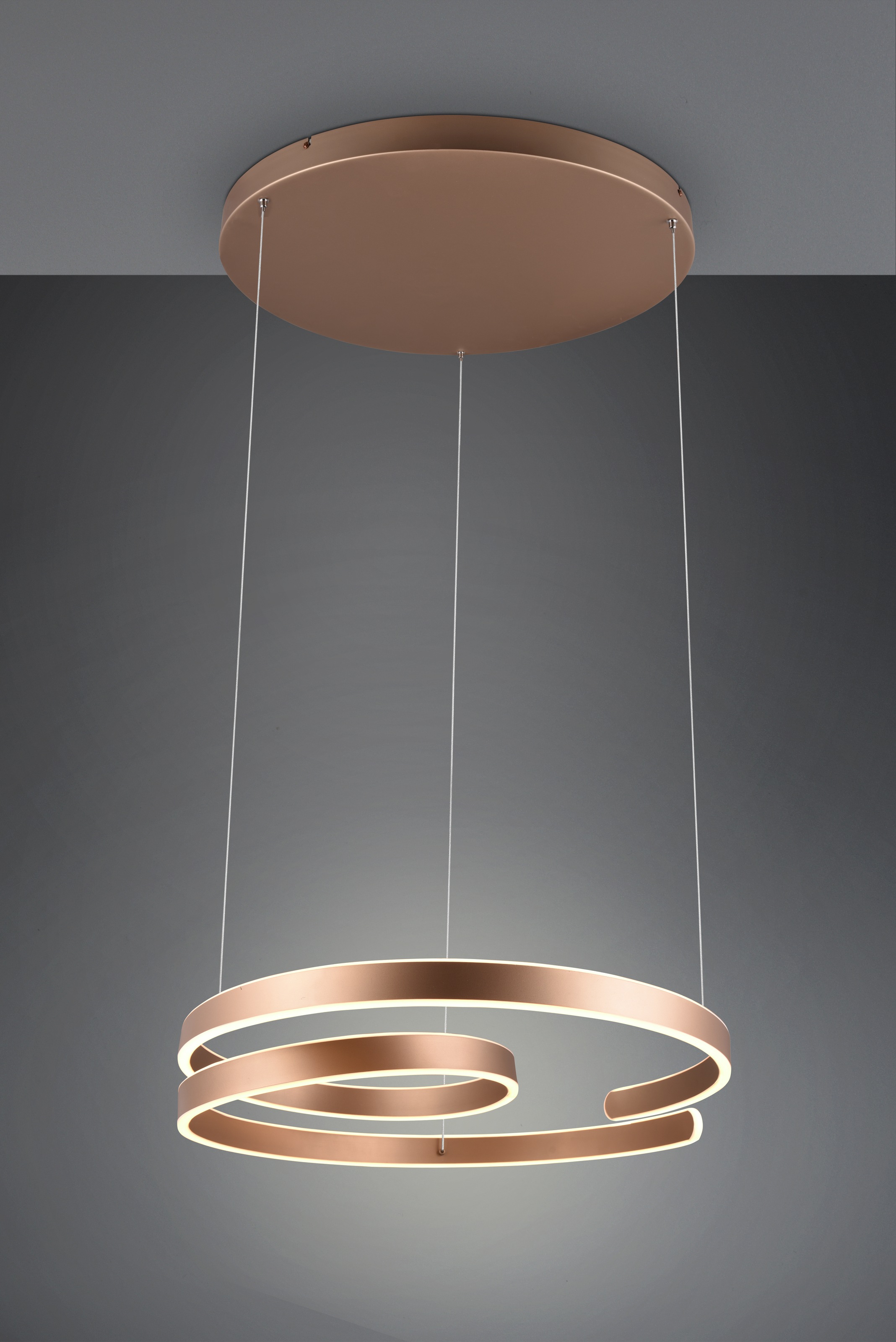 TRIO Leuchten LED Pendelleuchte »MARNIE, spiralförmige LED Hängelampe indirektes Licht warmweiß 3000K« LED-Board 1 Stk. Warmweiß 8000 Lumen höhenverstellbar 3 Stufen dimmbar Hängeleuchte Esszimmer