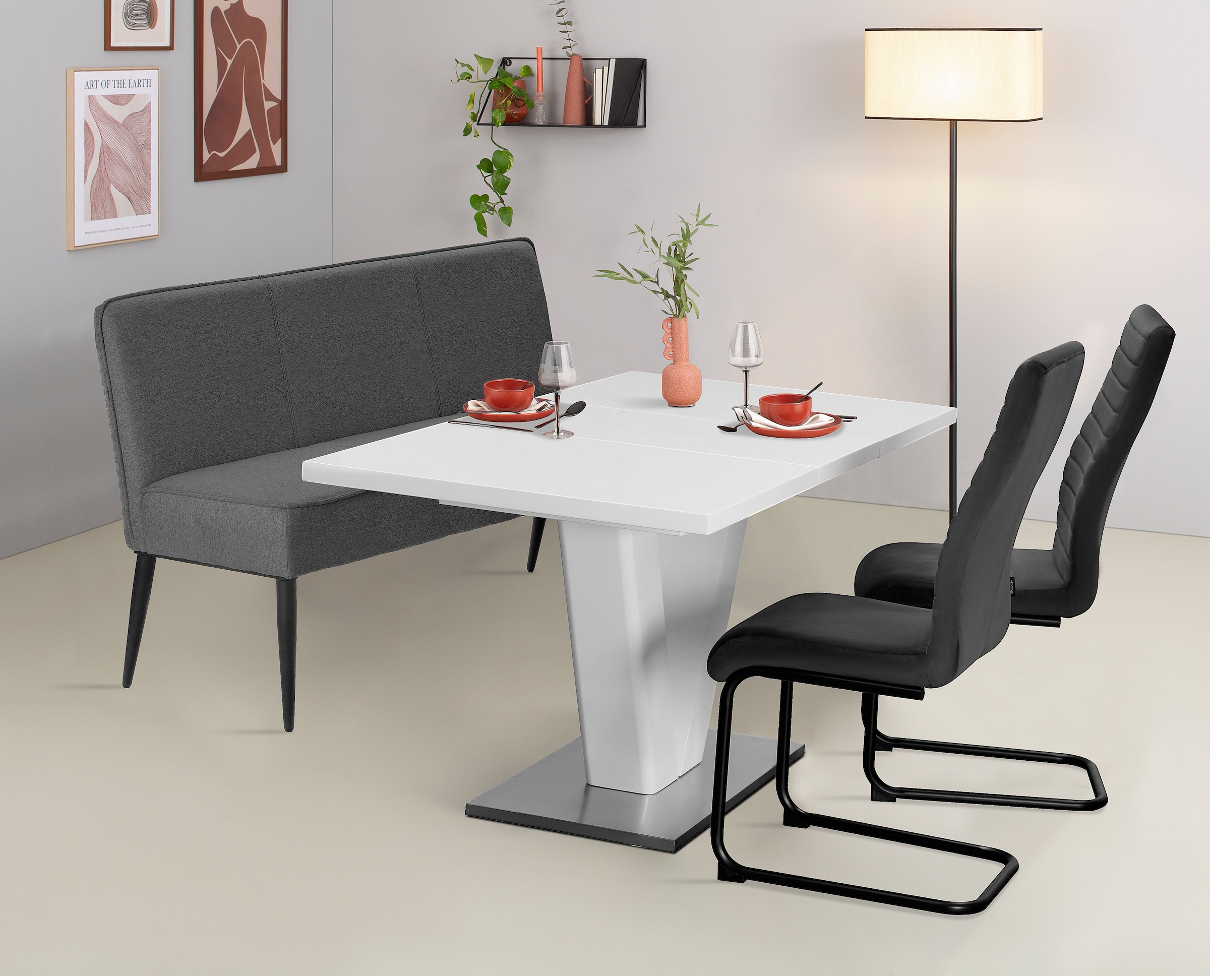 Home affaire Polsterbank »Lenzrose, TOPSELLER!, OTTOs Choice«, (Esszimmerbank, Bank,), mit Taschenfederkern, schwarzes Metallgestell, Breite 142 cm