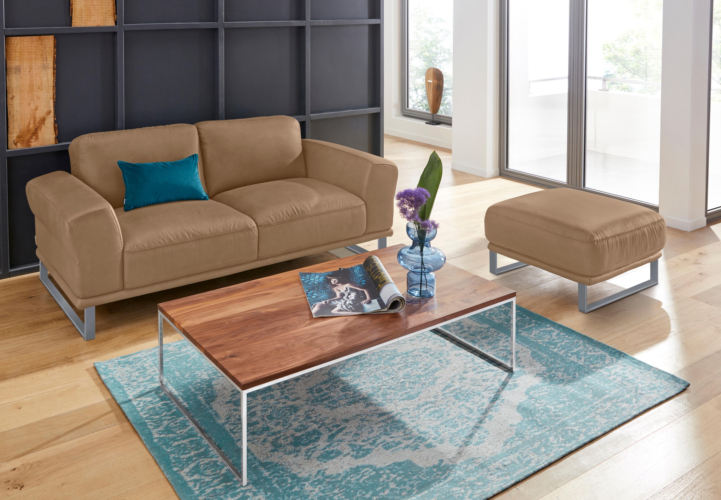 W.SCHILLIG Hocker »montanaa«, mit Metallkufen in Chrom glänzend, Breite 71 cm