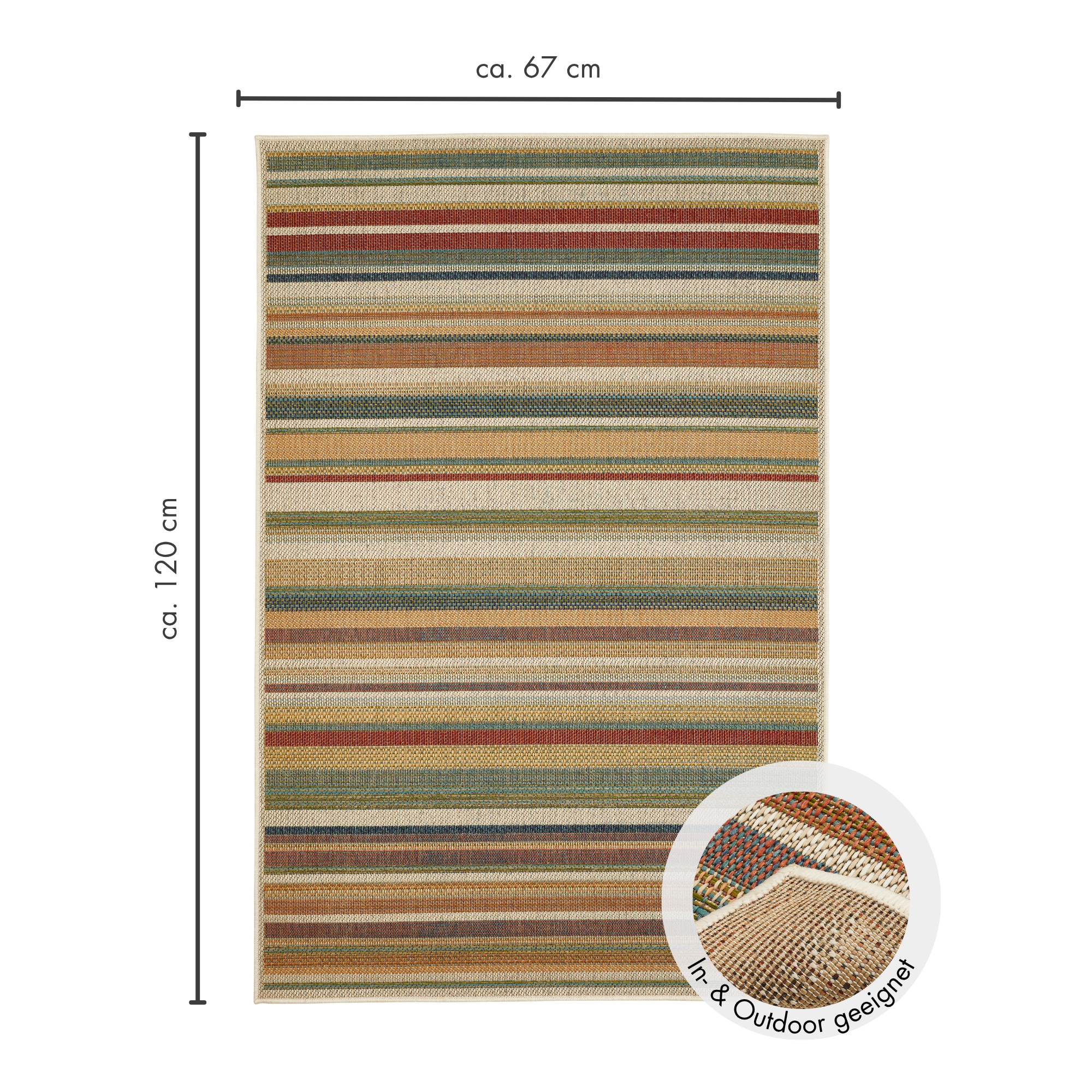 Andiamo Teppich »Sedona Streifen« rechteckig 5 mm Höhe Flachgewebe, gestreift, In- und Outdoor geeignet