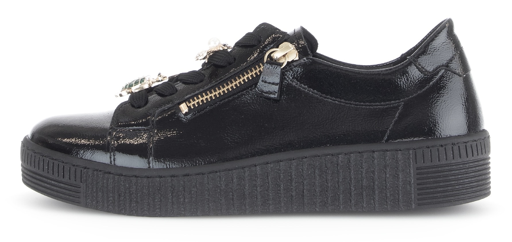 Gabor Plateausneaker, Freizeitschuh, Halbschuh, Schnürer mit edlen Schmuck-Motiven