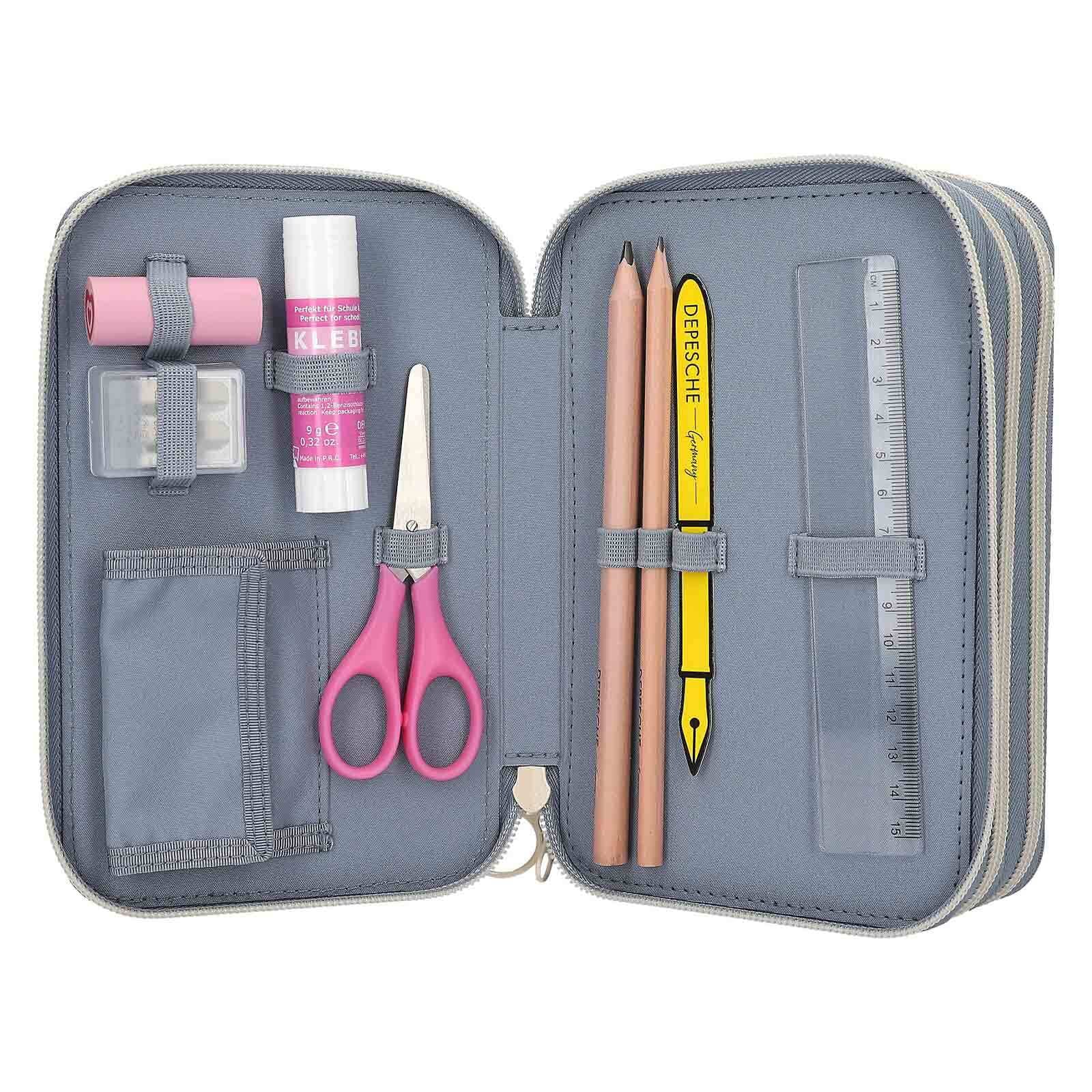 Depesche Buntstift »3-Fach Federtasche TOPModel 7,5 x 13 x 20 cm blau-beige«