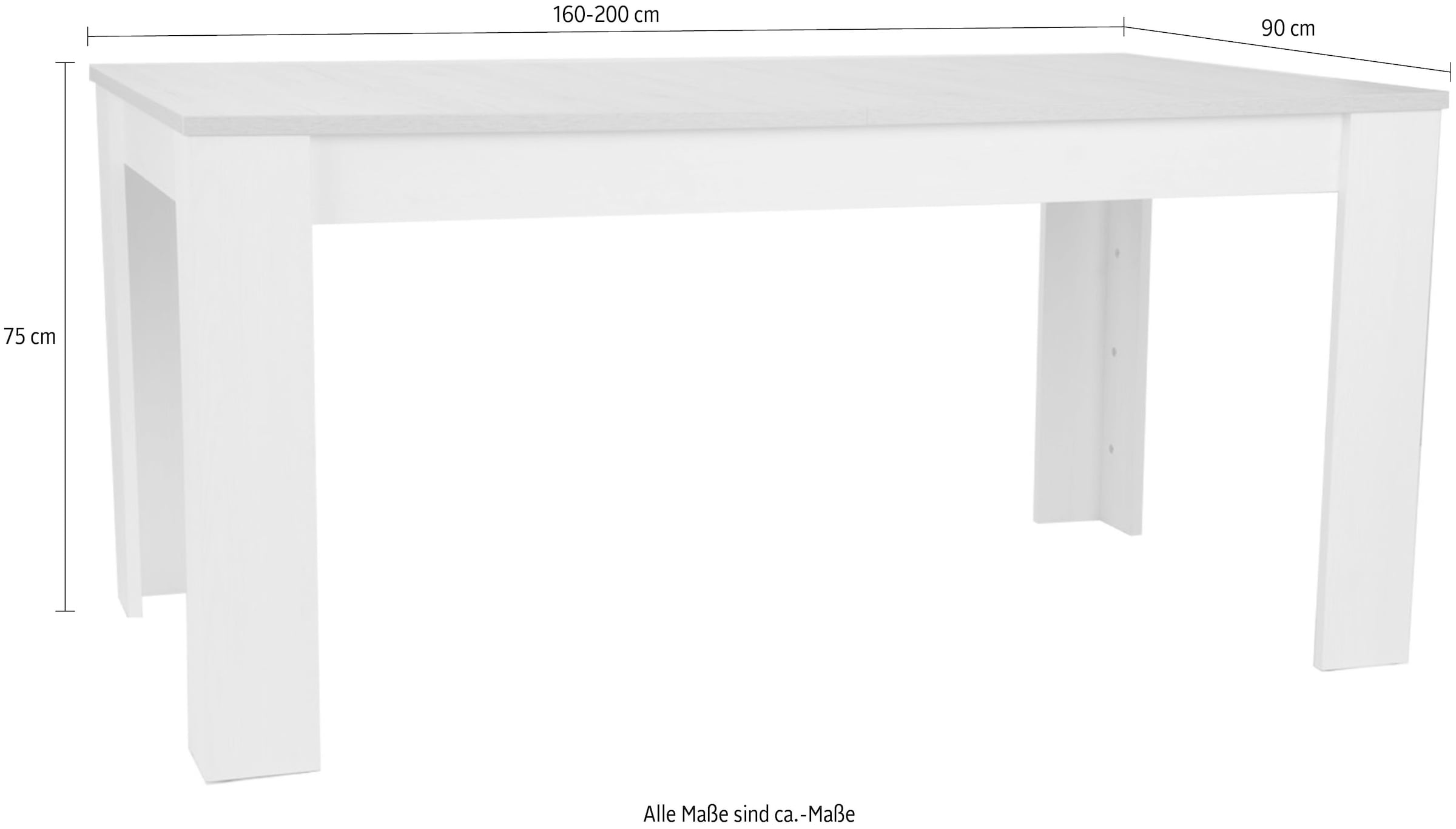 Stolkom Esstisch »Romance Esszimmertisch Landhaustil, BxHxT 160-200x76x100 cm«, Ausziehbar von 160 auf 200 cm, Landhausstil, Tisch melaminbeschichtet