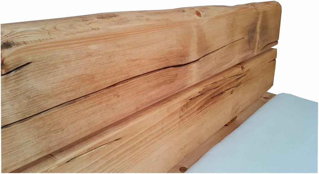 Home affaire Bettanlage »Ultima«, (Set, 3 tlg.), 3tlg., aus Fichtenholz in Balken-Optik, aus 180 cm Bett, 2 Nachttische