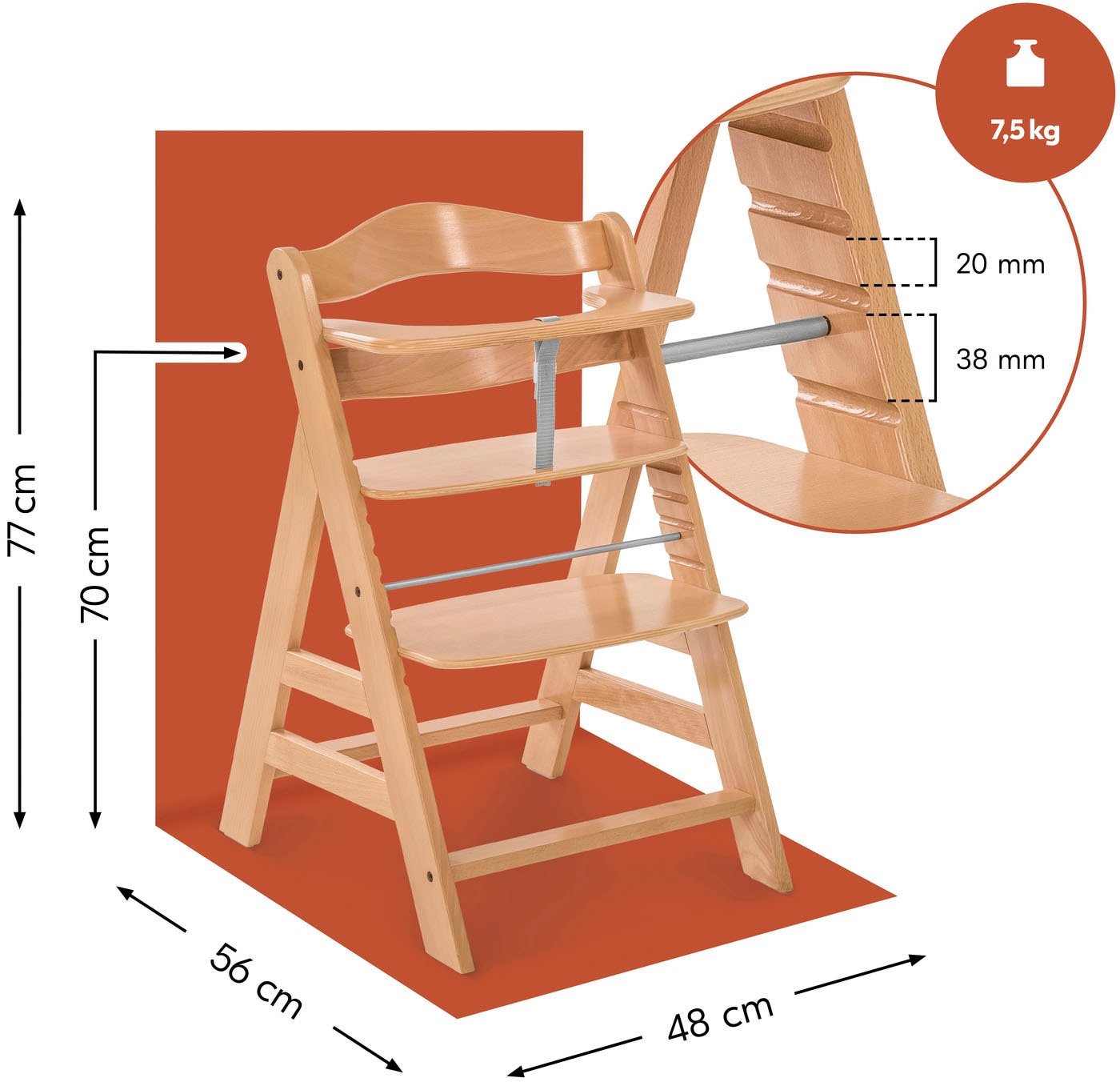 Hauck Hochstuhl »Hochstuhl Alpha+ Pro, mit Newborn-Aufsatz« () dieses Produkt besteht aus FSC®-zertifiziertem Material