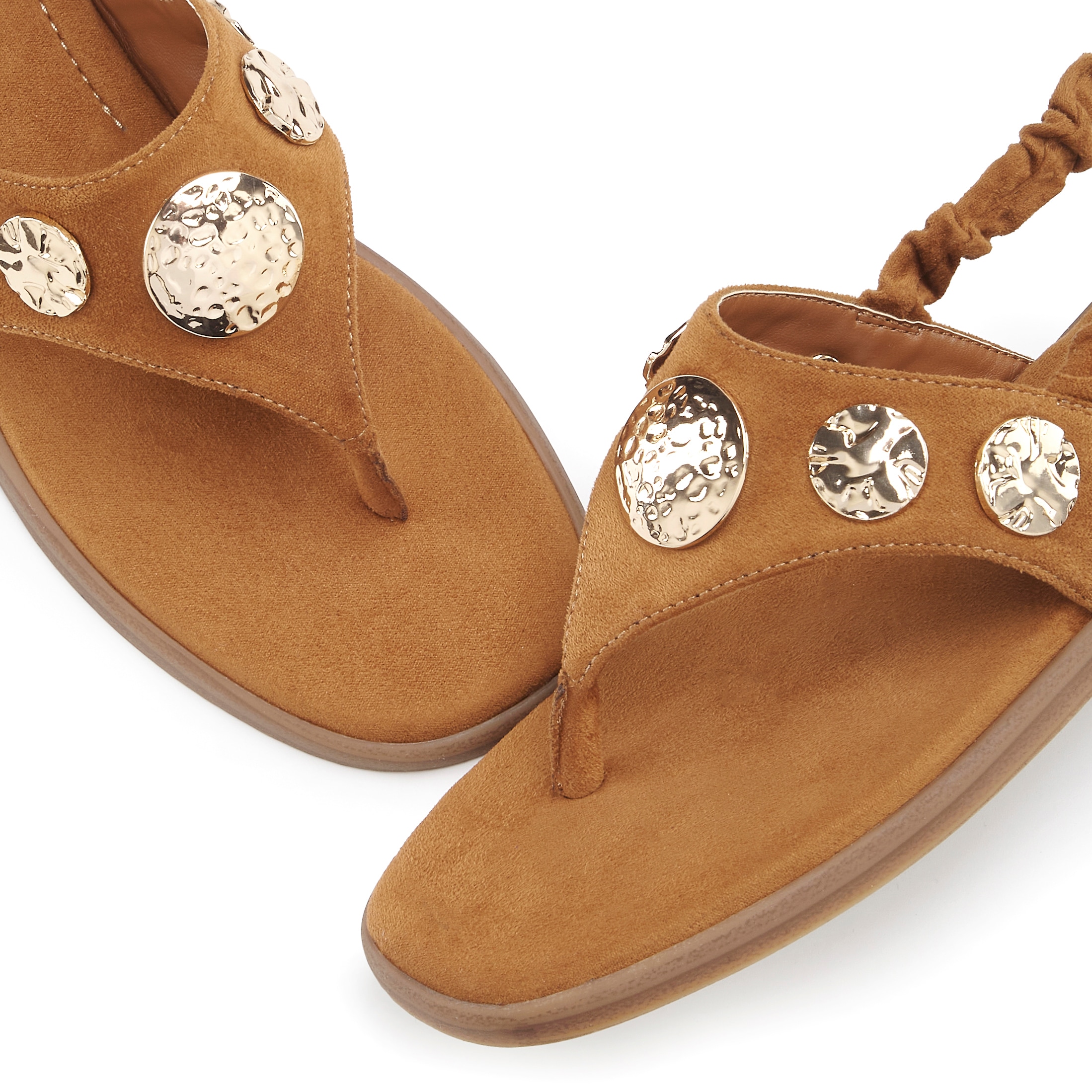 LASCANA Zehentrenner »Sommerschuh, offener Schuh, Sandalette, Sandale«  mit goldfarbenen Schmuckelementen VEGAN