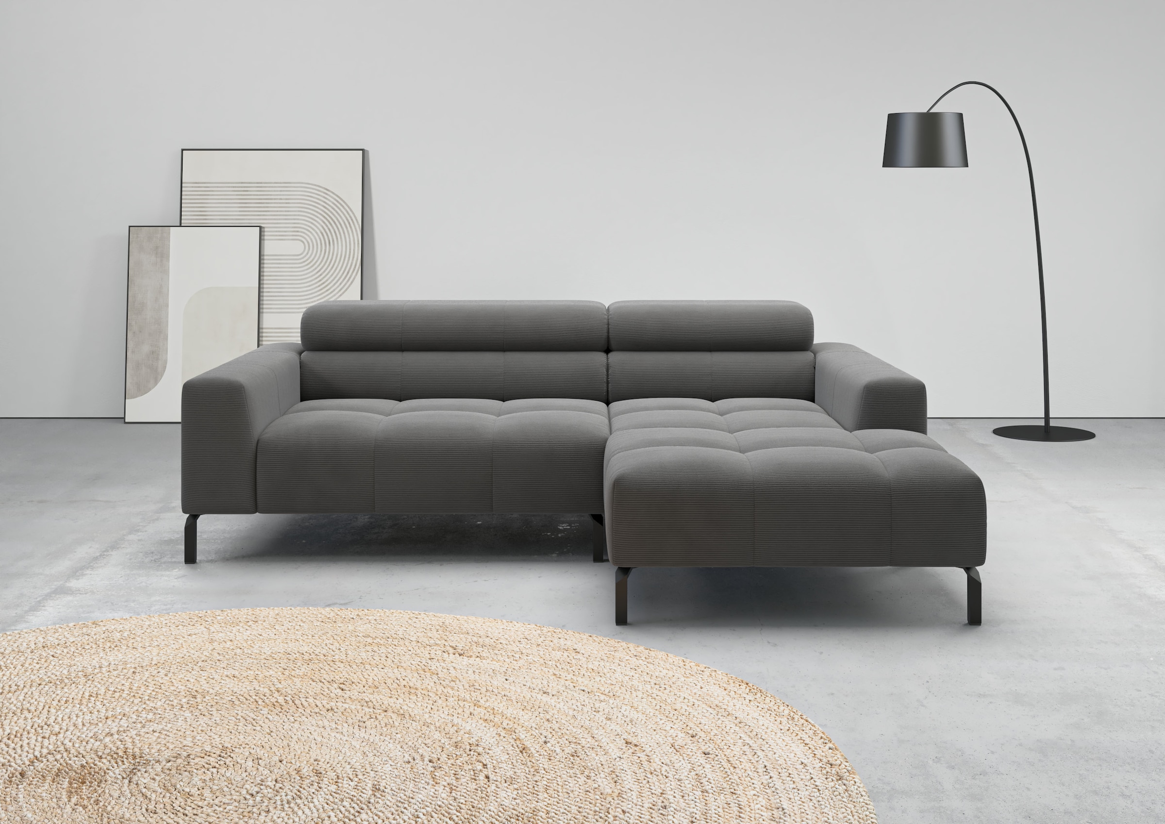 Home affaire Ecksofa »Ecksofa Claya, L-Form, Kopfteilverstellung, Breite 223 cm« Moderne Steppung, weicher Polsteraufbau & saugroboterfreundliche Höhe