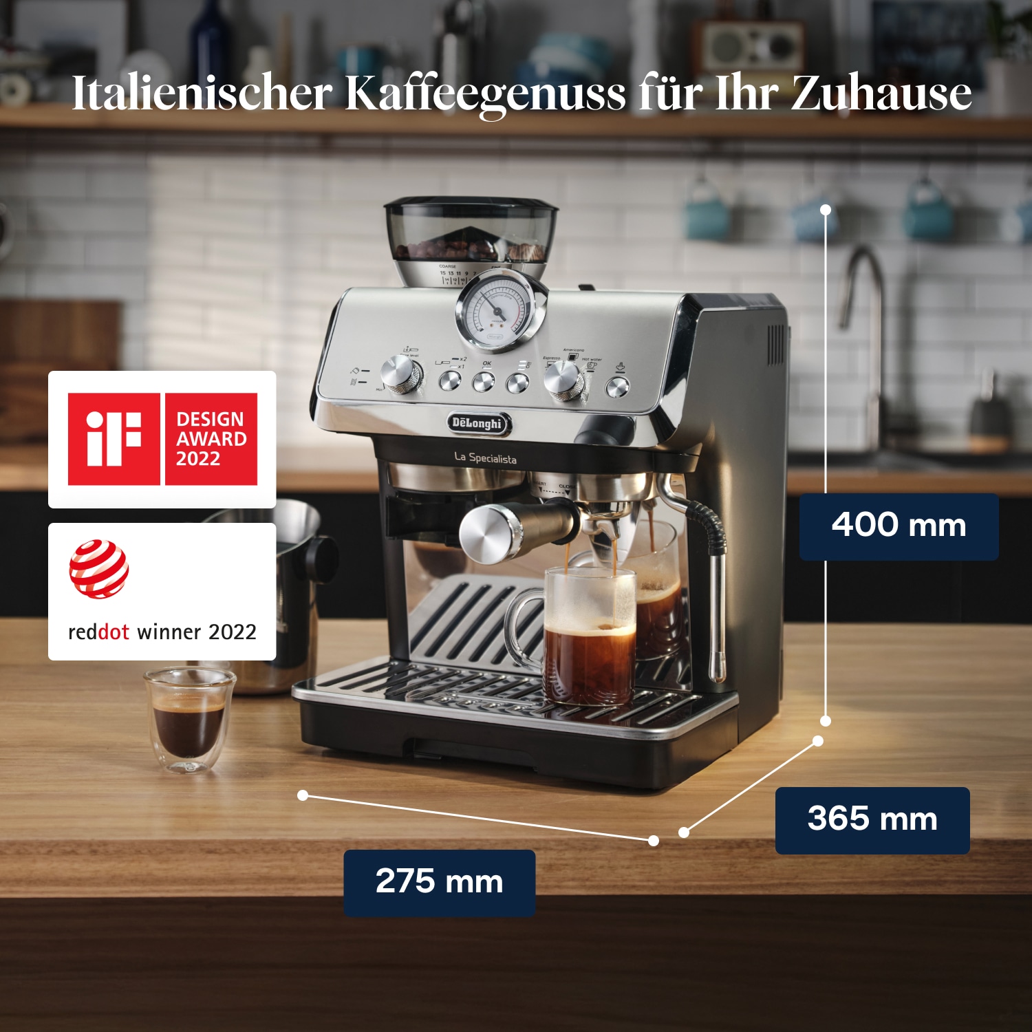 De'Longhi Espressomaschine »La Specialista Arte EC9155 - 4 Rezepte, 8 Mahlgradeinstellungen« 15 Mahlgrade, 3 Temperaturen, Milchschaumdüse