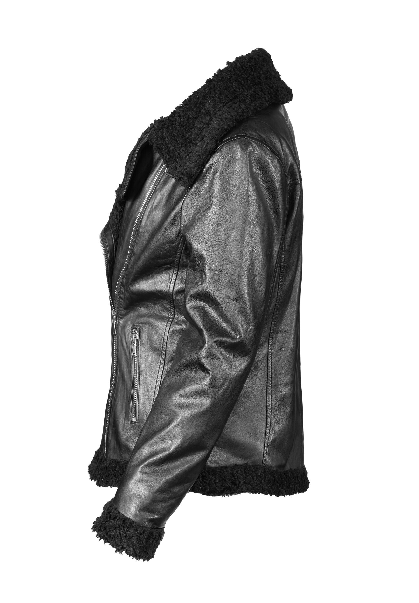 Apple of Eden Lederjacke »Apple of Eden Lederjacke AOE-144« ohne Kapuze mit verstellbarem Riegel am Kragen