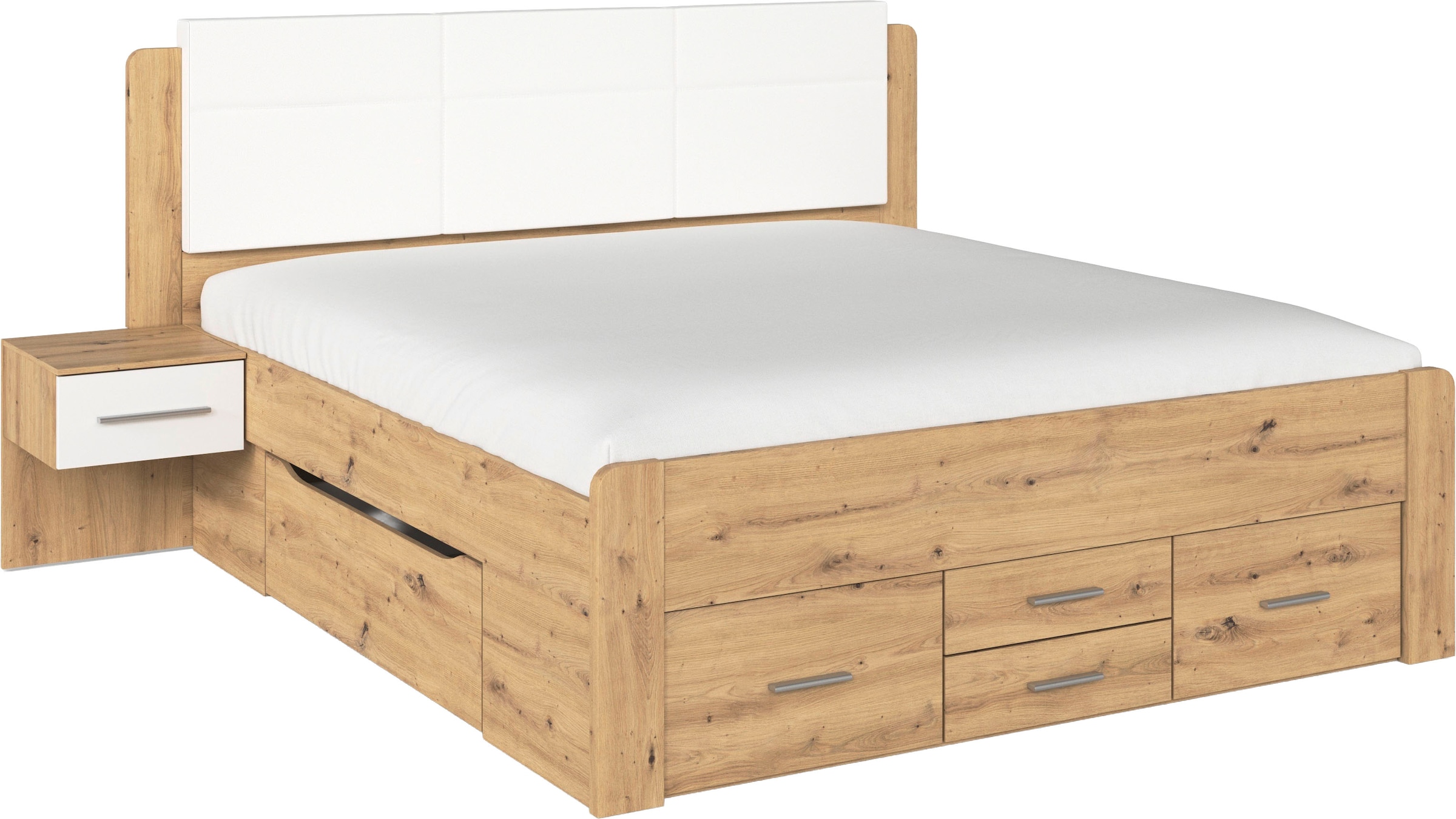 rauch Bettanlage »Doppelbett Komfortbett Funktionsbett WEINGARTEN« Set, Liegefläche 180x200, B/H/T/: 265/118/210 cm, 3 tlg. tlg. 6 Bettschubladen mit viel Stauraum, 2 Hängenachttische MADE IN GERMANY