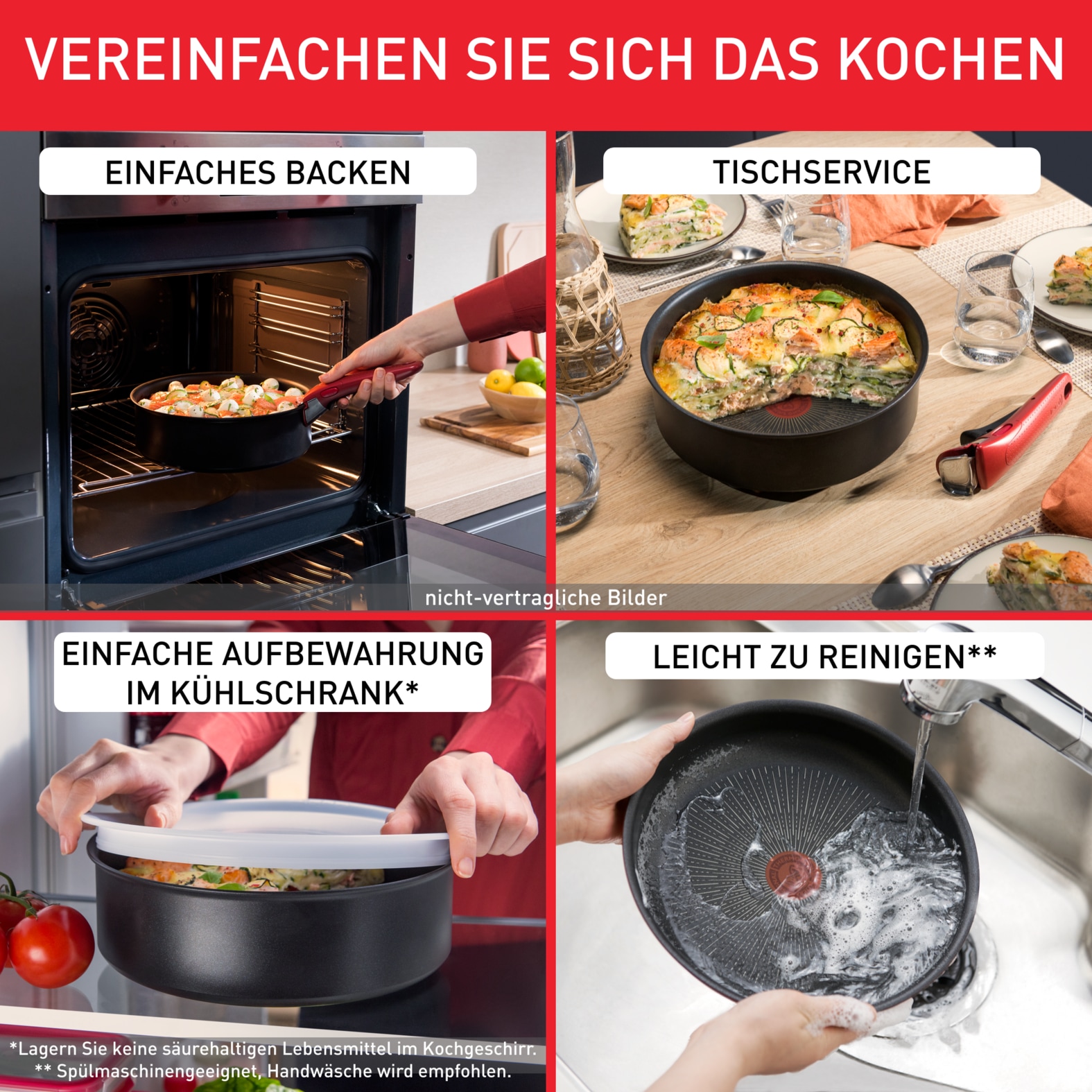 Tefal Topf-Set »L76491 Ingenio Ultimate, Topfset Induktion, Antihaftversiegelung«, Aluminium, (Set, 10 tlg., Stielkasserolle 16/20 cm, Schmorkasserolle 24 cm, Bratpfanne 24/28 cm), für alle Herdarten geeignet, Thermo-Signal bei idealer Brattemperatur