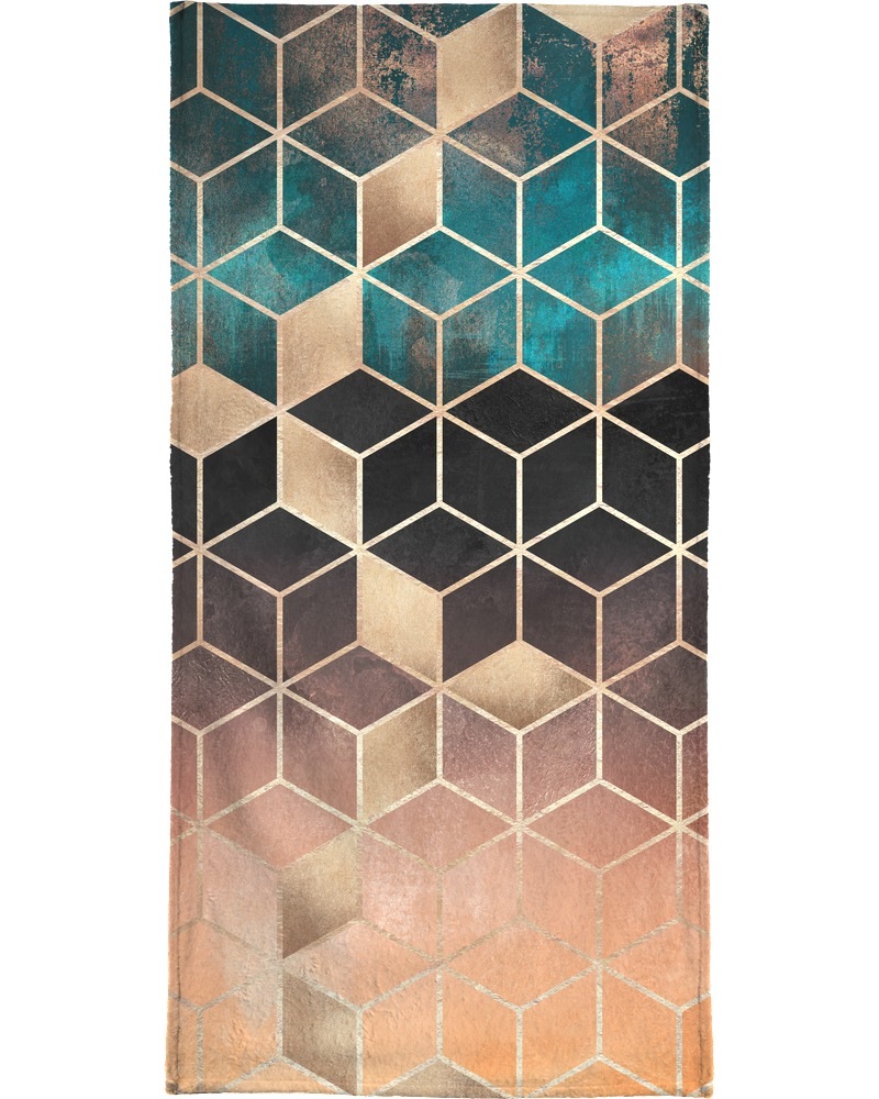 Juniqe Handtuch »Ombre Dream Cubes«, (1 St.), Weiche Frottee-Veloursqualität