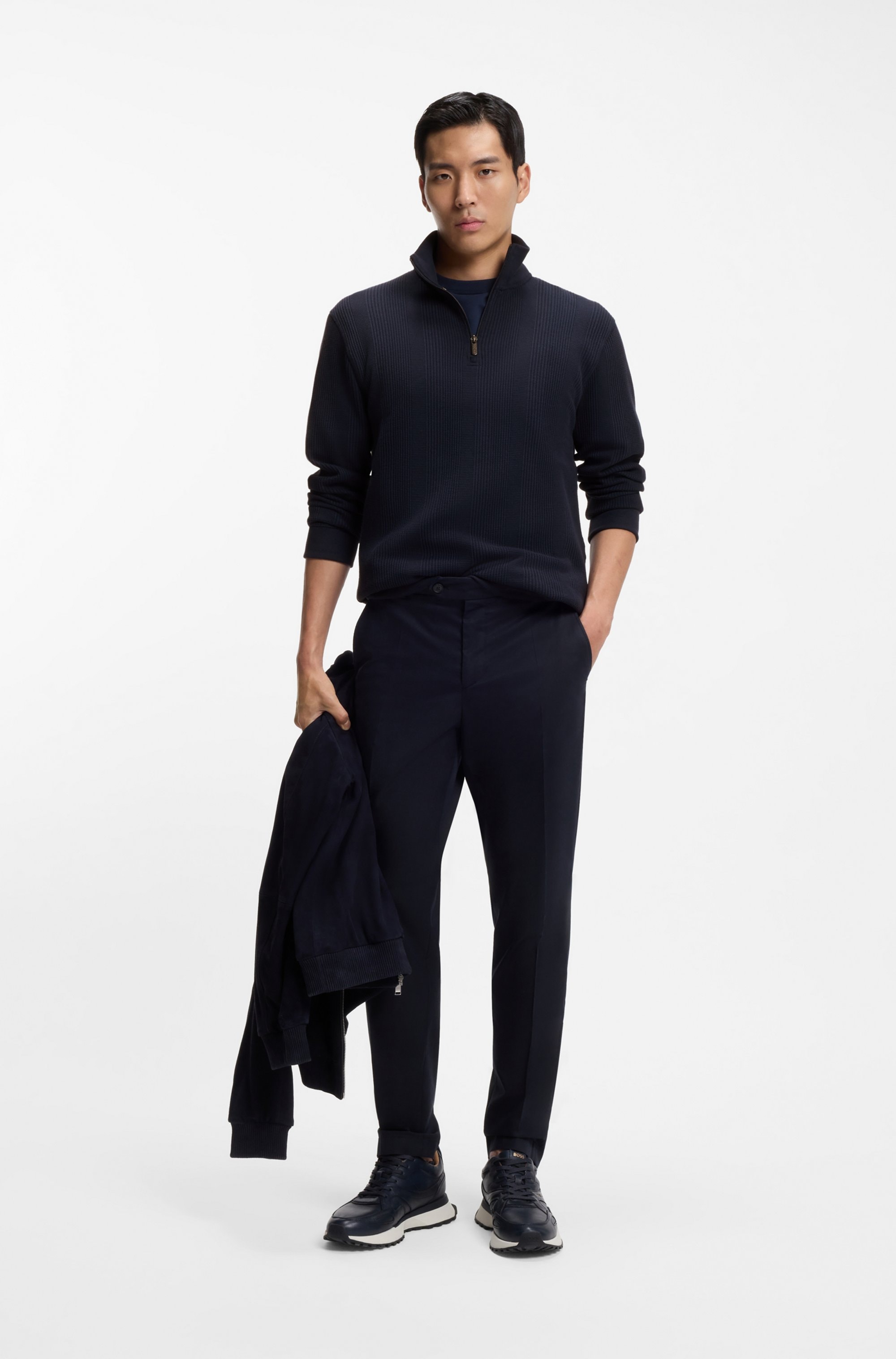 BOSS Sweatshirt »Structure 1/4 Zip«, mit Stehkragen
