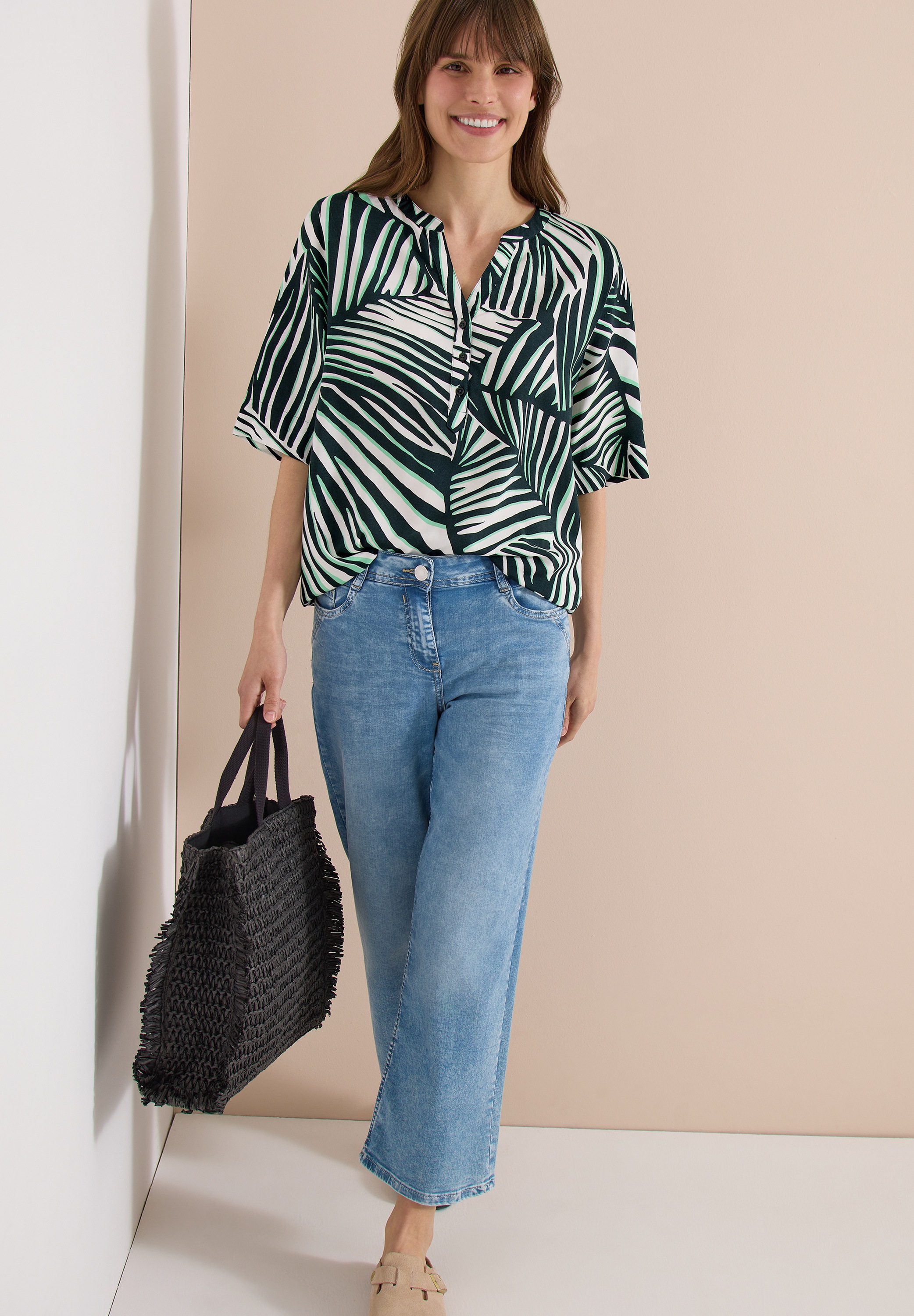 Cecil Druckbluse Sommerbluse mit grafischem Muster / im Tunika-Style