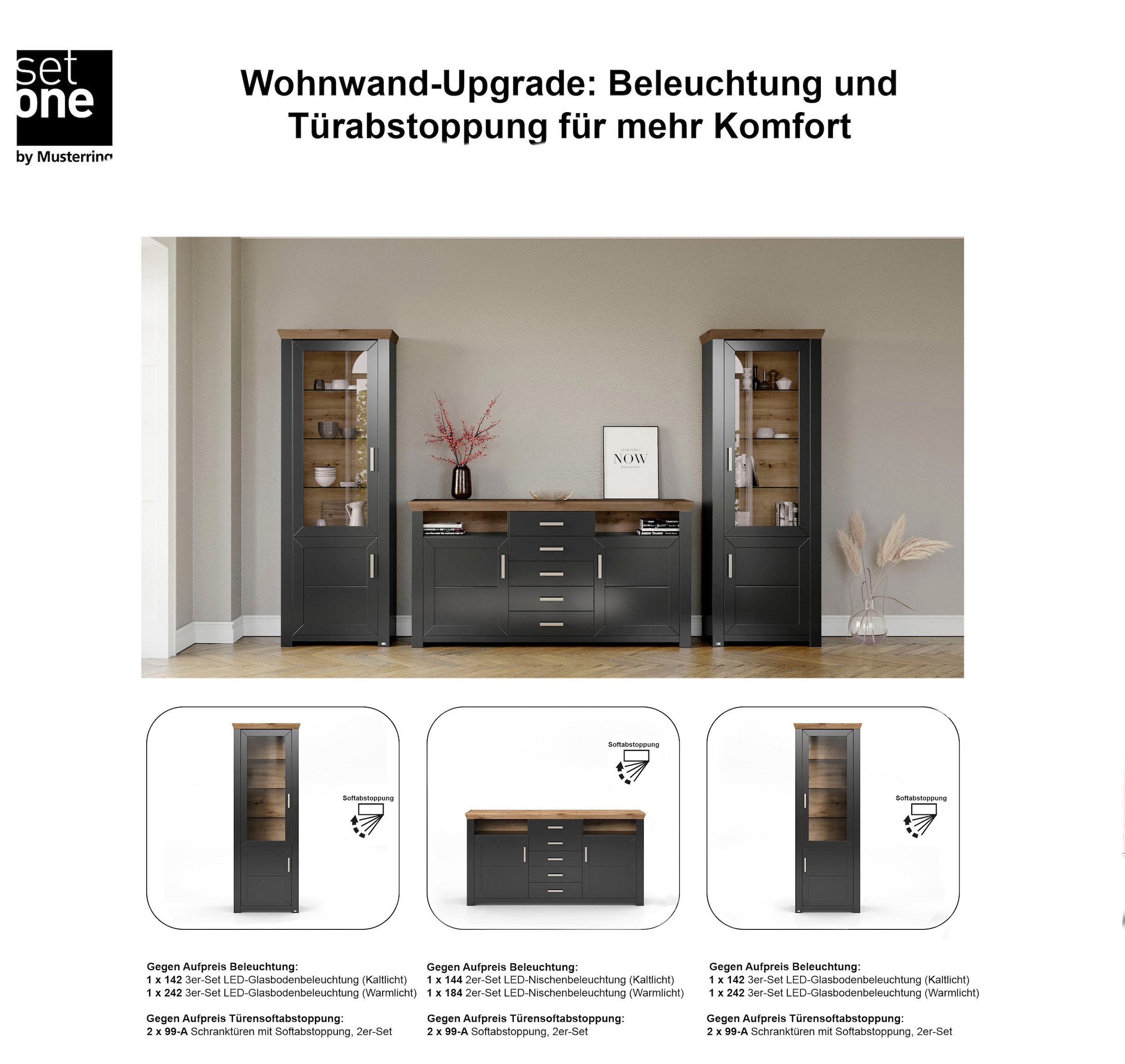 set one by Musterring Wohnwand »York« Set, 3 Stk. tlg.