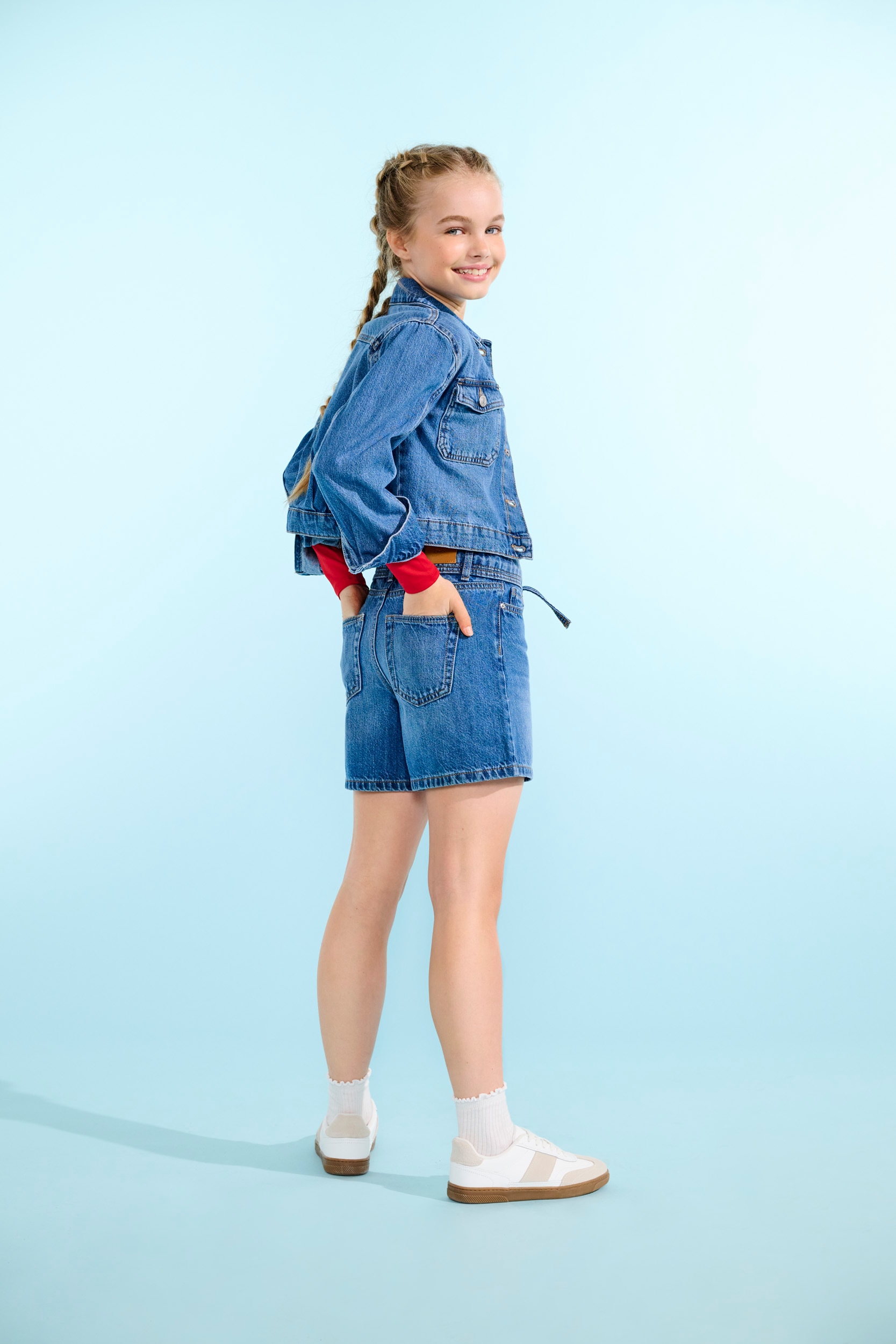 KIDS ONLY Jeansshorts »KOGGIANNA HW BELT SHORTS PIMBOX DNM NOOS« mit schmalem, dekorativen Bindeband in der Taille