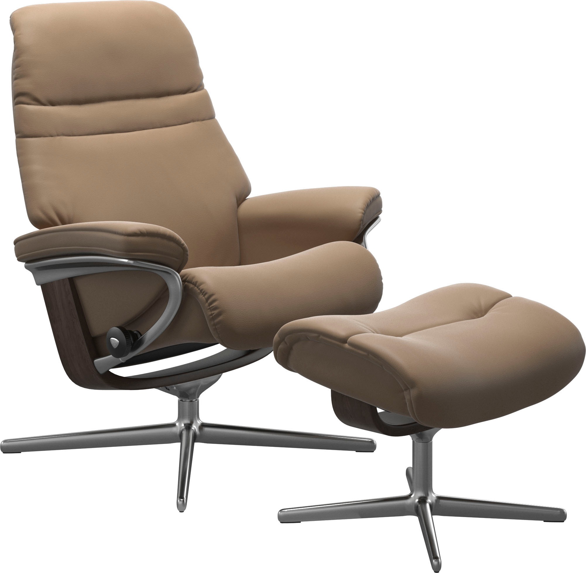 Stressless® Relaxsessel »Sunrise«, (Set, Relaxsessel mit Hocker), mit Hocker, mit Cross Base, Größe S, M & L, Holzakzent Wenge