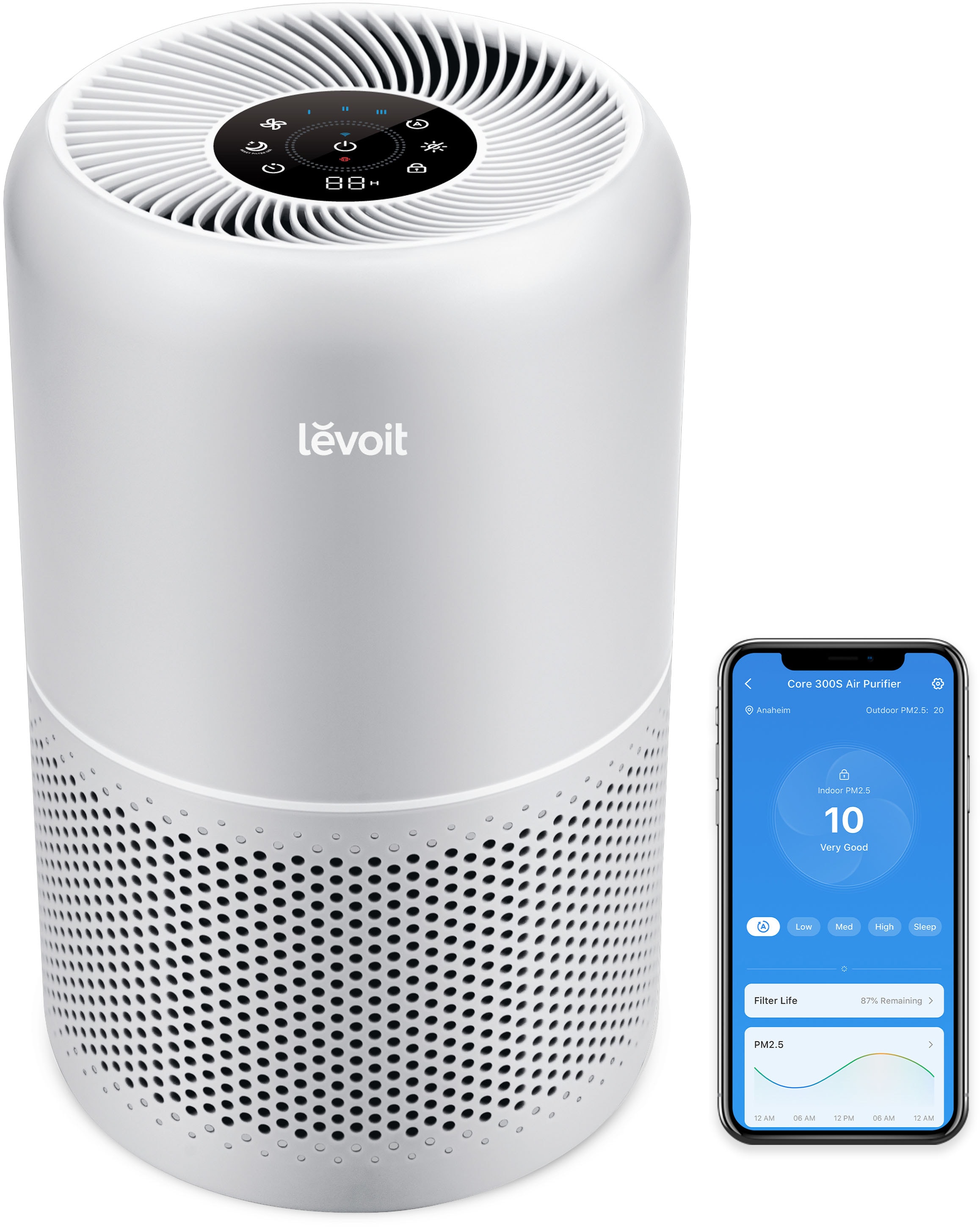 Levoit Luftreiniger »Core 300S Pro Smart Air Purifier« für 50 qm Räume 3-Stufen-HEPA-Filtersystem, leiser Reiniger für Allergiker