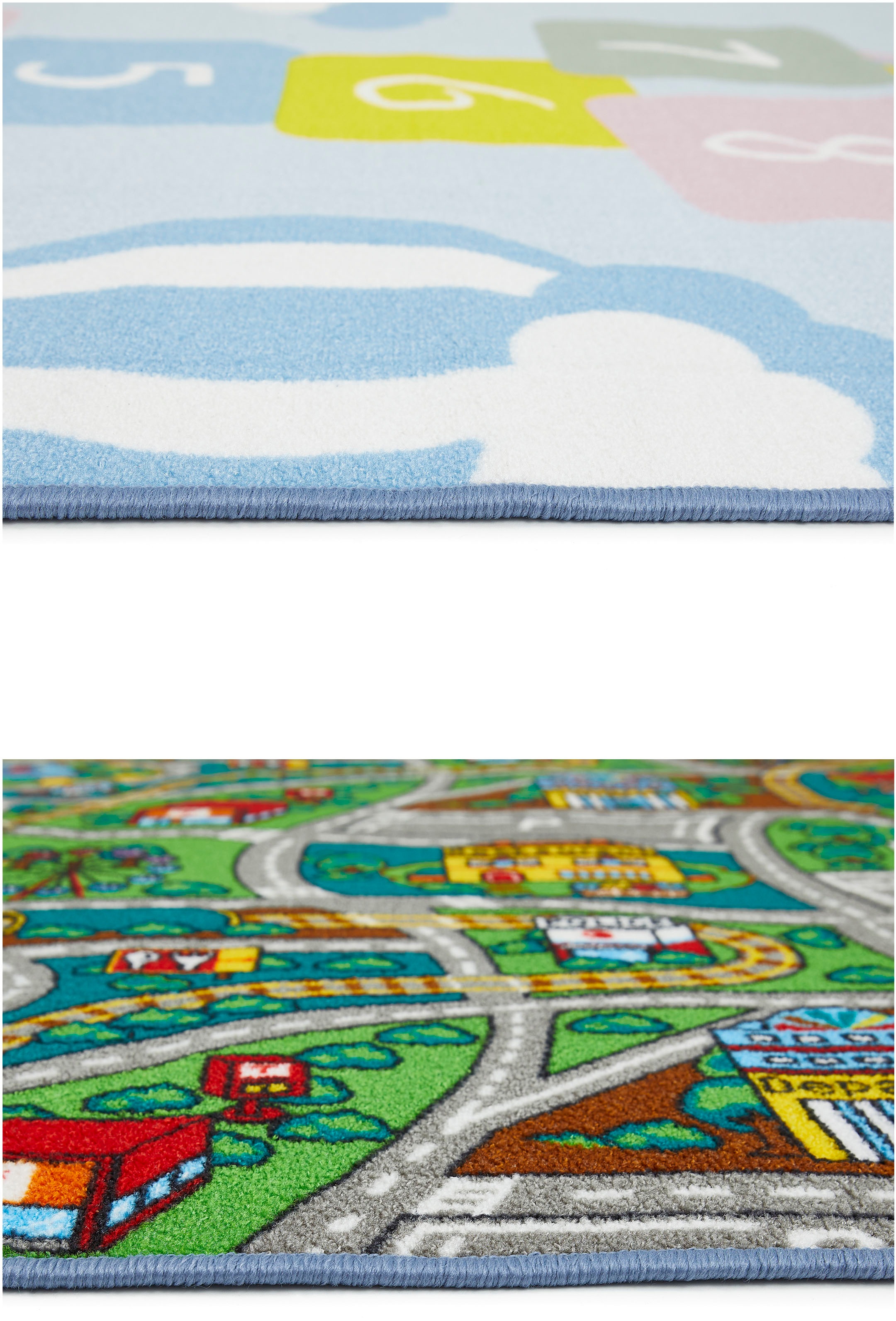 Andiamo Kinderteppich »Duo«, rechteckig, 10 mm Höhe, Spielteppich, Straßenteppich, beidseitig verwendbar, Hüpfkästchen