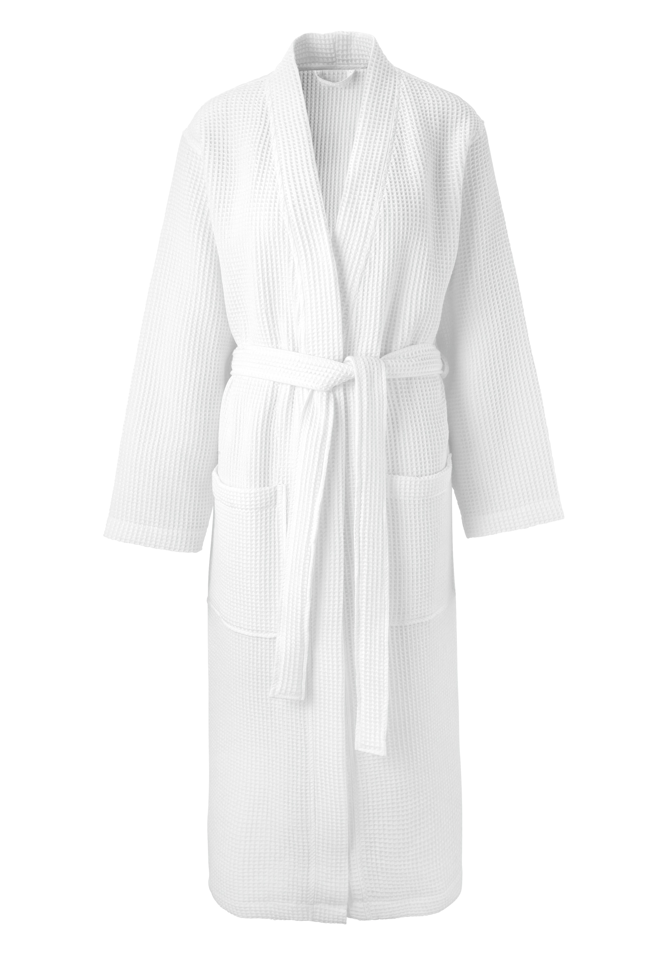 my home Unisex-Bademantel »Inga, Waffelpiqué, ideal für Sauna & Spa, Hotelbademantel«, (1 St.), kleines Packmaß, Taschen, Damen & Herren, S-3XL, Morgenmantel