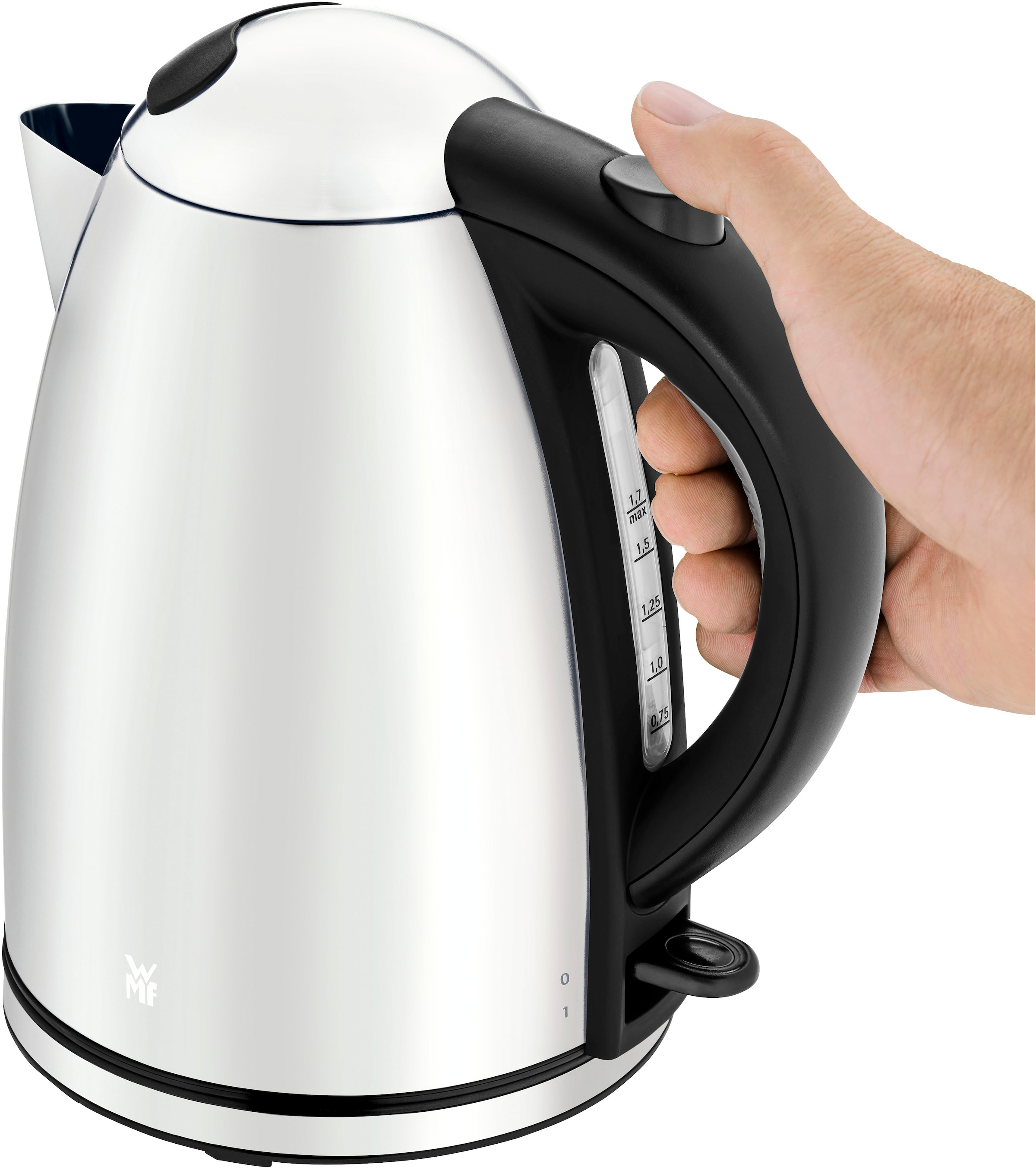 WMF Wasserkocher »Stelio Paper Grey«, 1,7 l, 2400 W, Cromargan, beleuchtete Wasserstandsanzeige, 2400 Watt